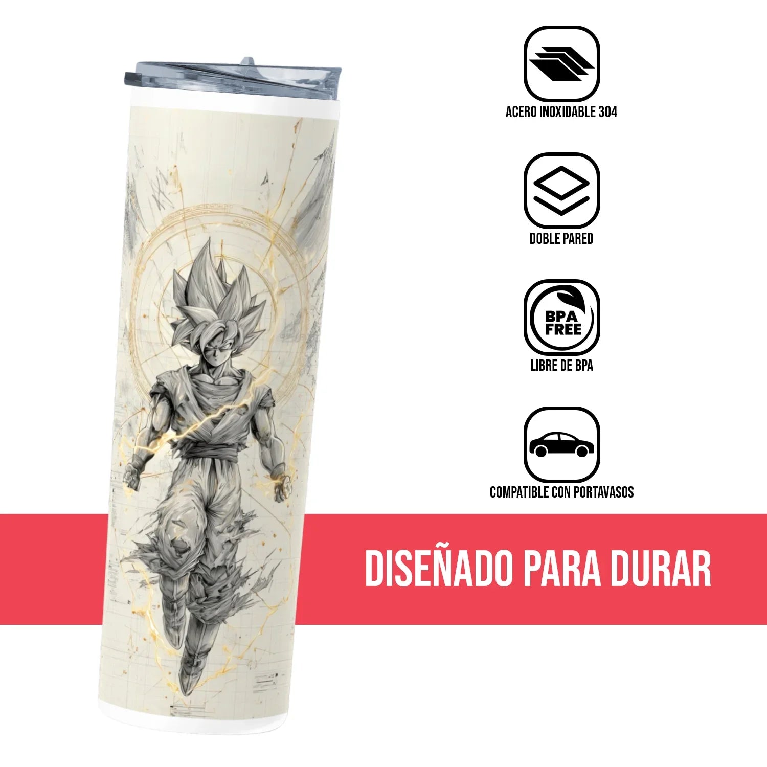 Termo Skinny Tumbler 20 oz de acero inoxidable - Dragon Ball Goku Legednd