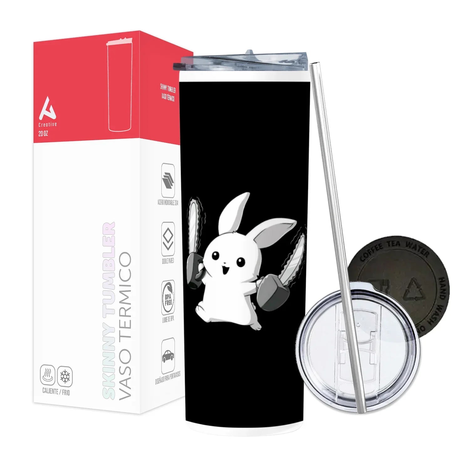 Termo Skinny Tumbler 20 oz de acero inoxidable - Conejito Malo