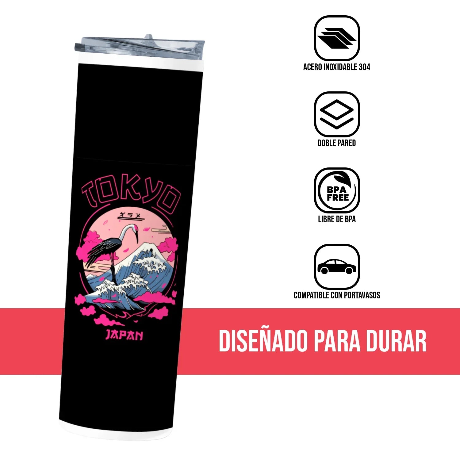 Termo Skinny Tumbler 20 oz de acero inoxidable - Tokyo Japan