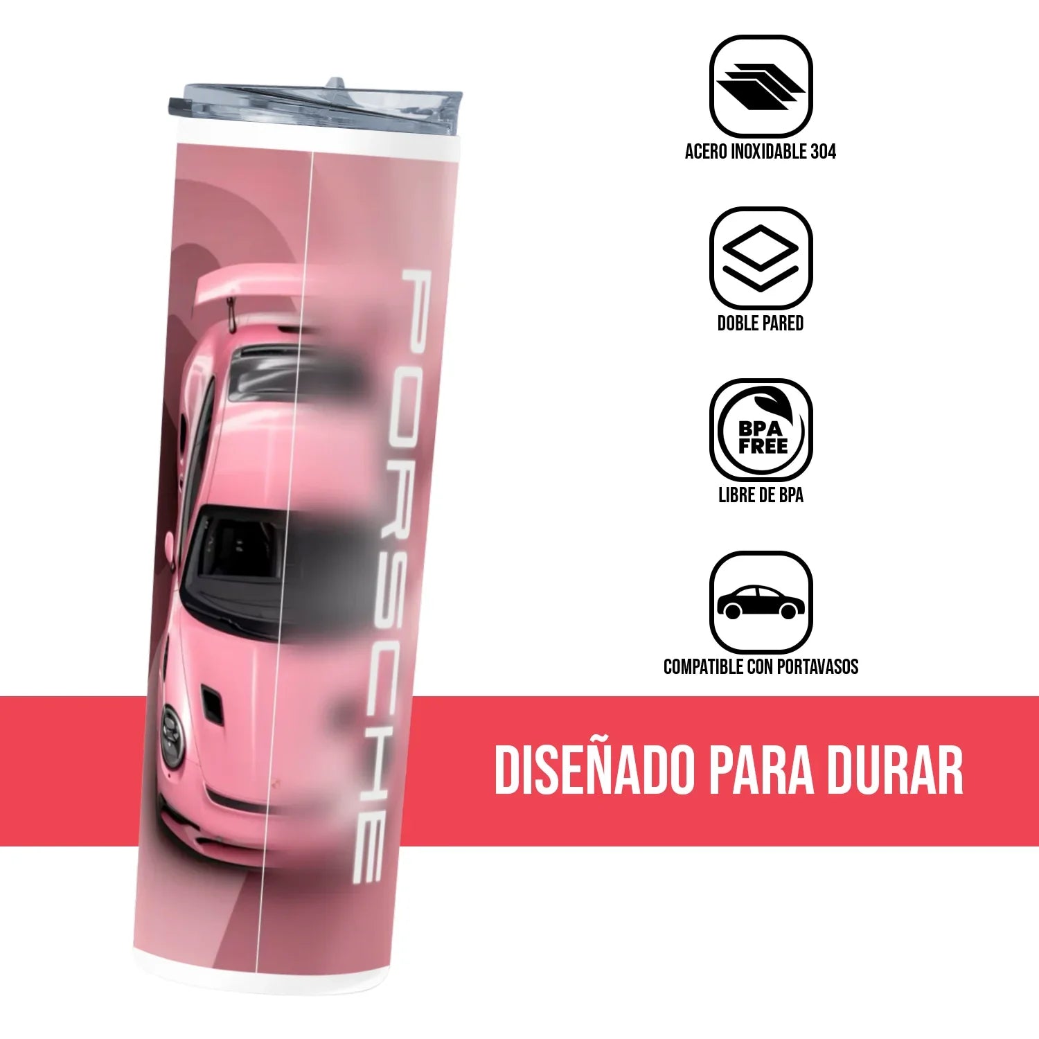 Termo Skinny Tumbler 20 oz de acero inoxidable - Porsche