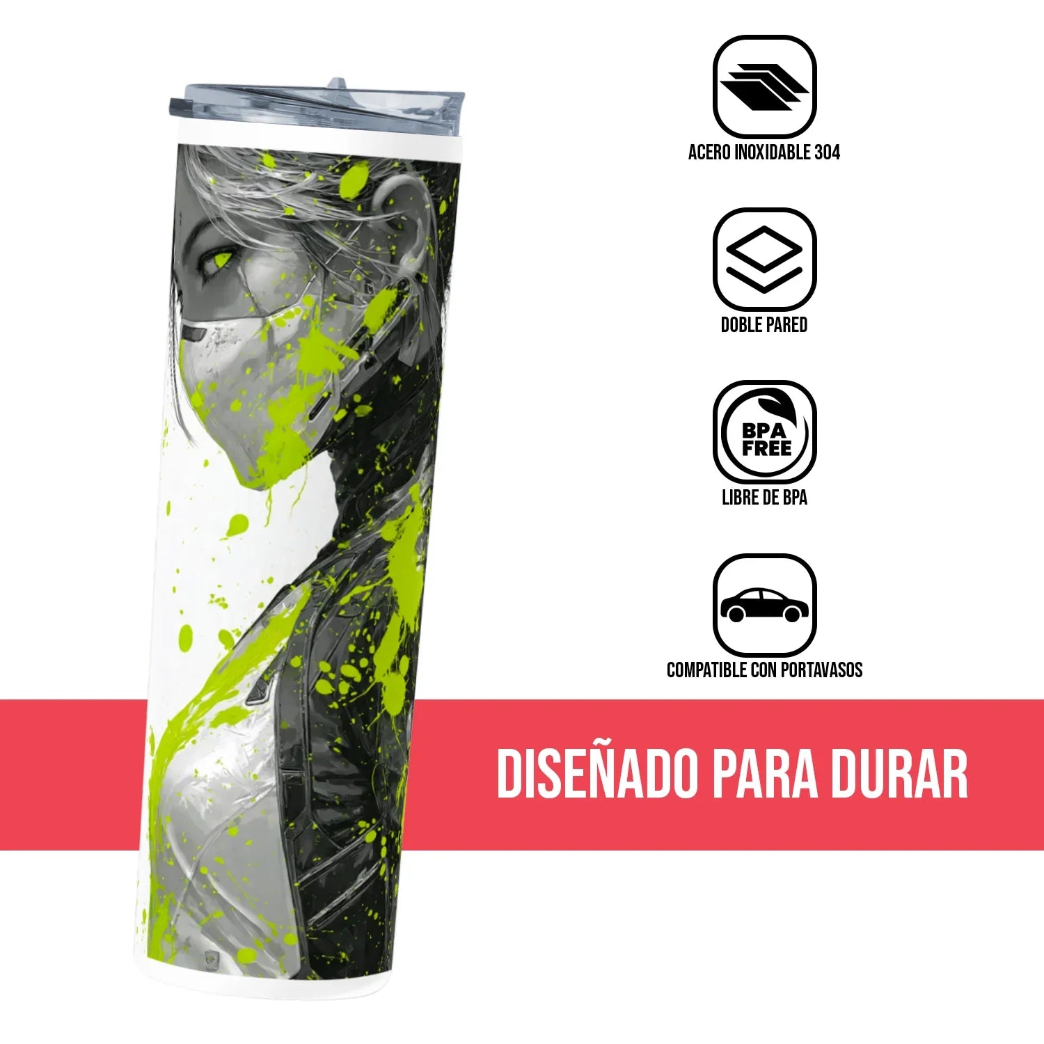 Termo Skinny Tumbler 20 oz de acero inoxidable - She Ninja