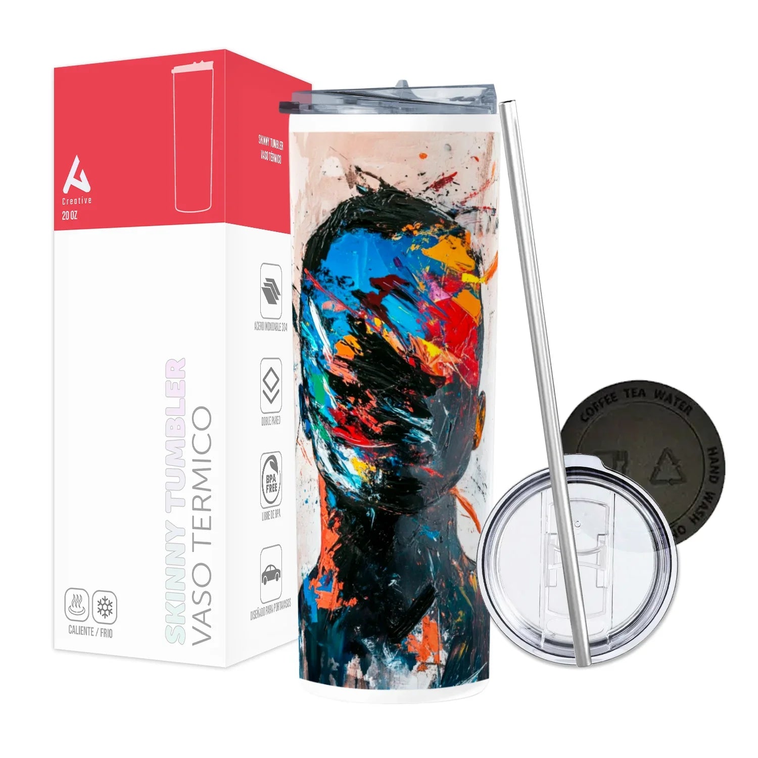 Termo Skinny Tumbler 20 oz de acero inoxidable - Abstract People