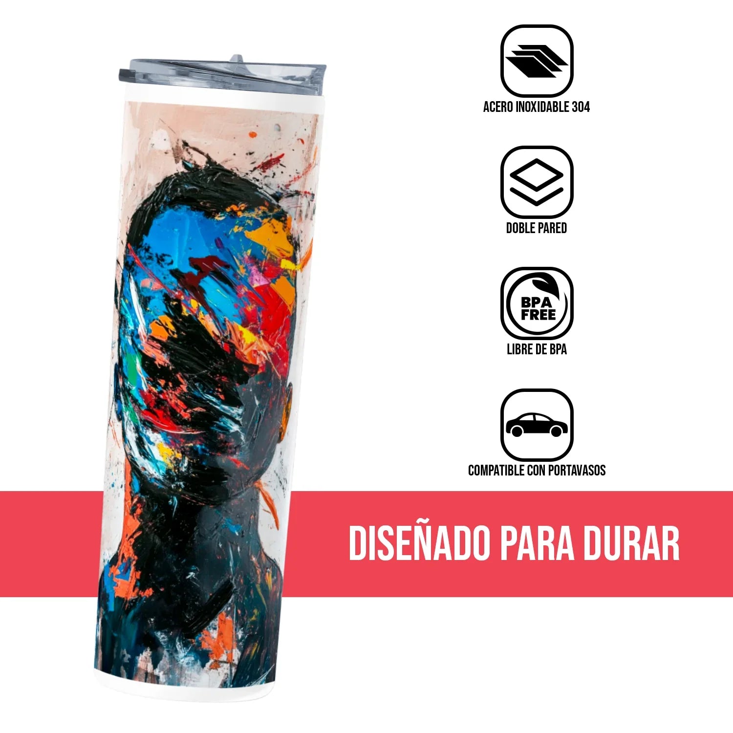 Termo Skinny Tumbler 20 oz de acero inoxidable - Abstract People