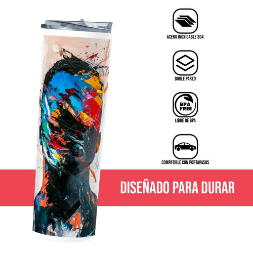 Termo Skinny Tumbler 20 oz de acero inoxidable - Abstract People