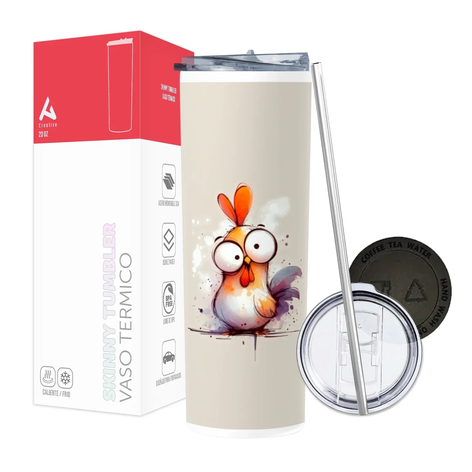Termo Skinny Tumbler 20 oz de acero inoxidable - Pollito