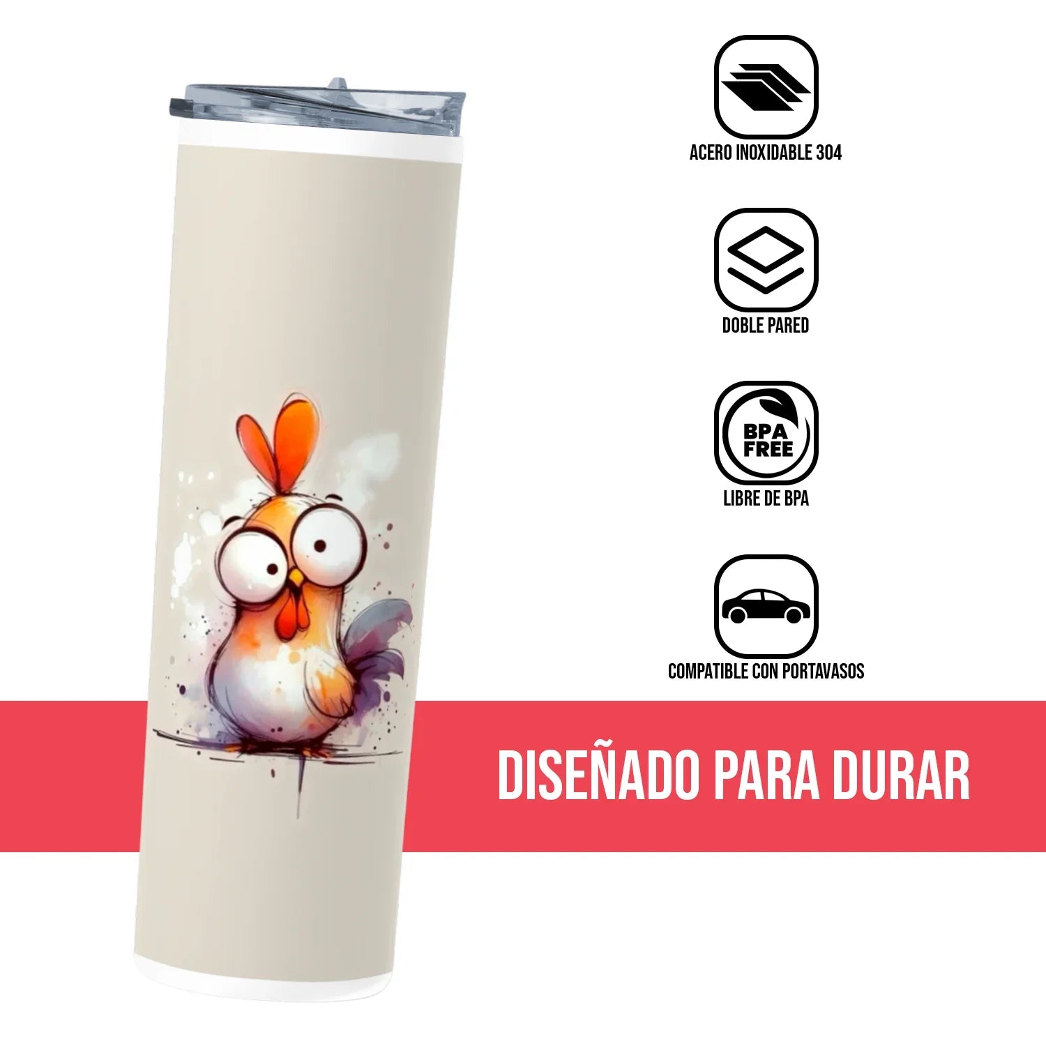 Termo Skinny Tumbler 20 oz de acero inoxidable - Pollito