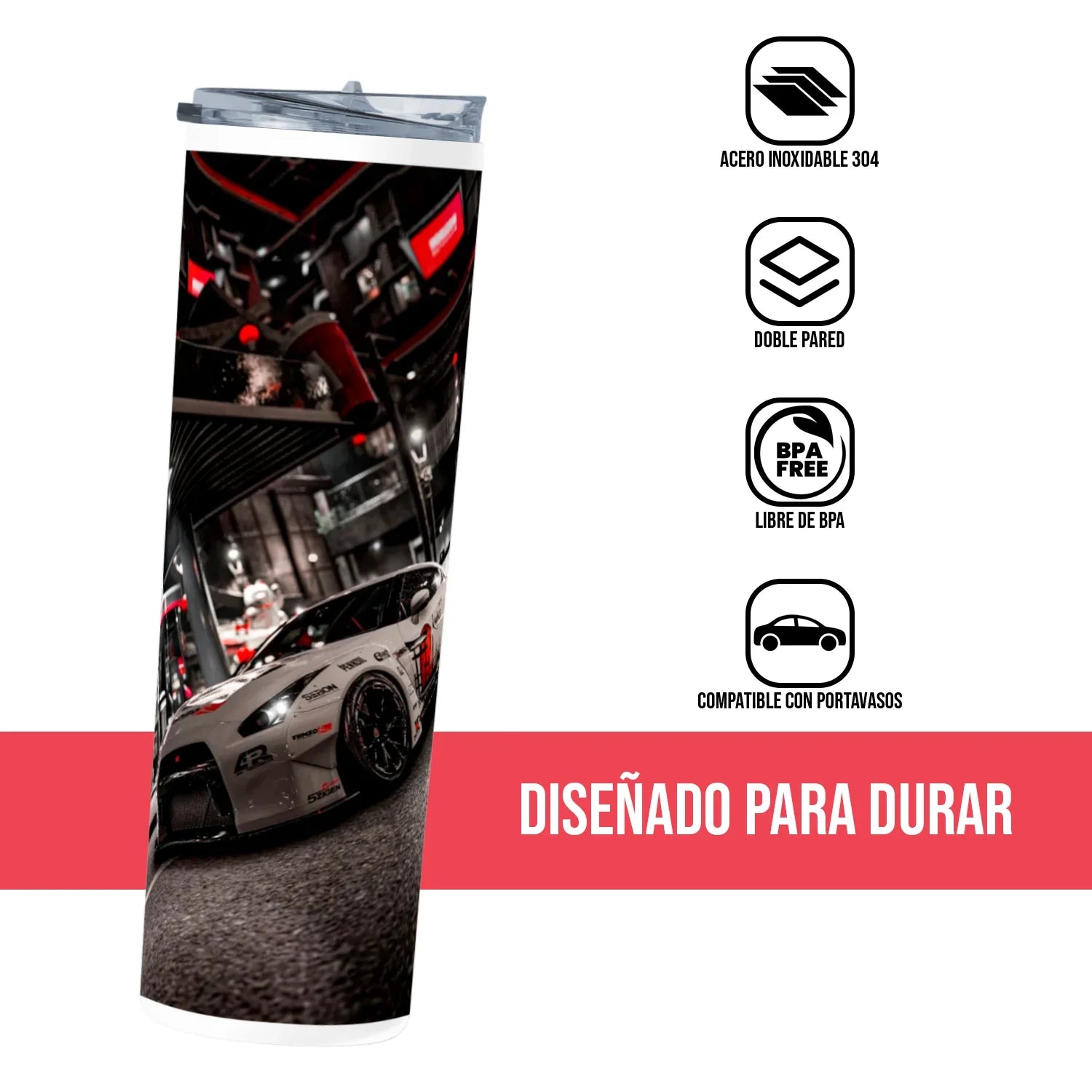 Termo Skinny Tumbler 20 oz de acero inoxidable - Nissan Gt-r