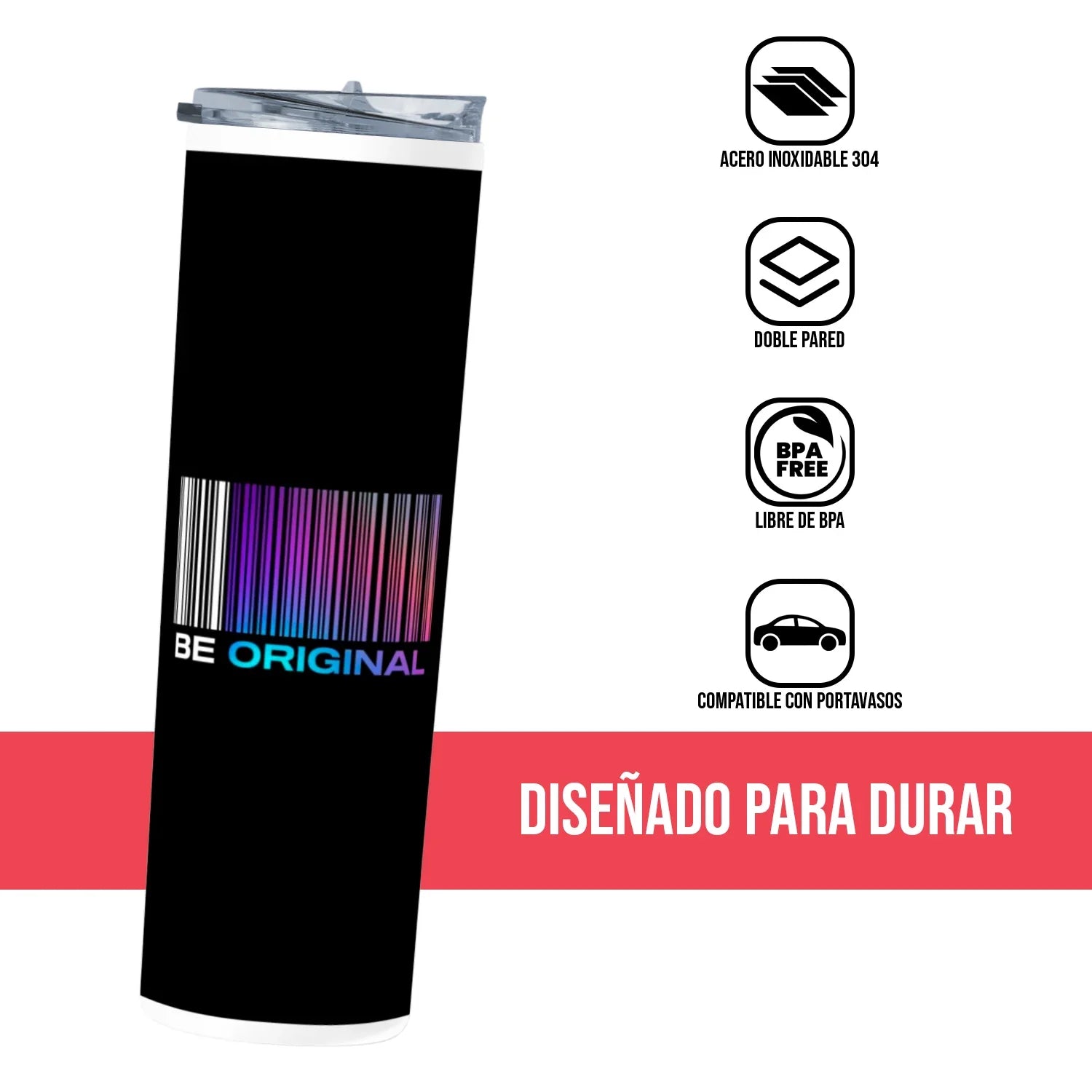 Termo Skinny Tumbler 20 oz de acero inoxidable - Be Original