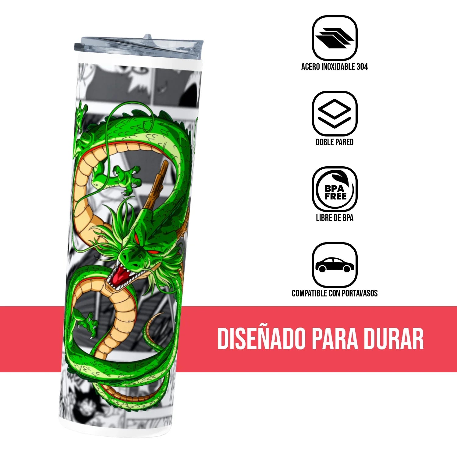 Termo Skinny Tumbler 20 oz de acero inoxidable - Shen Long Comic