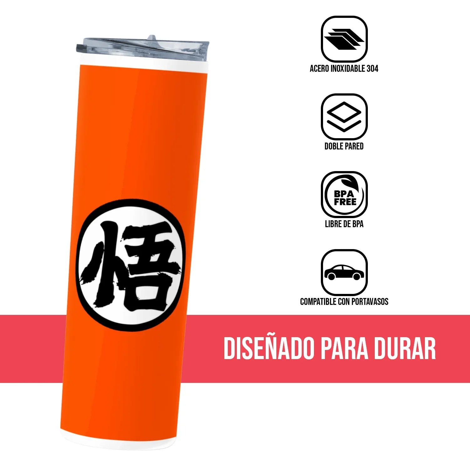 Termo Skinny Tumbler 20 oz de acero inoxidable - Dragon Ball Kanji