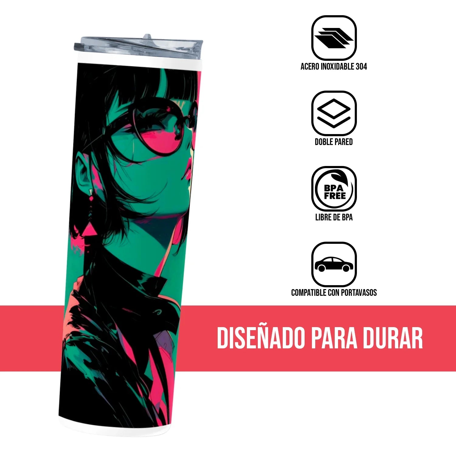 Termo Skinny Tumbler 20 oz de acero inoxidable - Chica Abstract Art