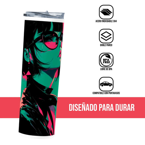 Termo Skinny Tumbler 20 oz de acero inoxidable - Chica Abstract Art