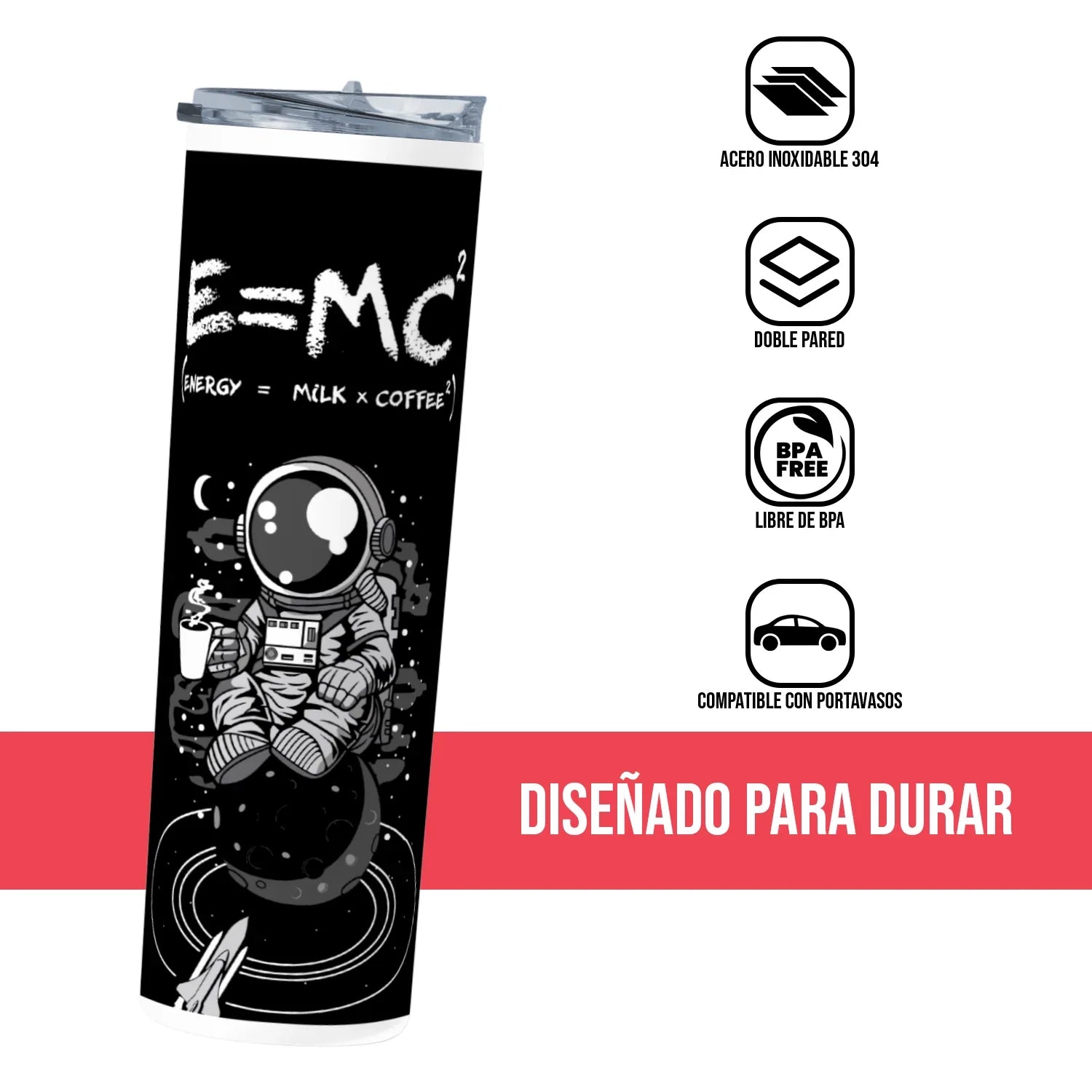 Termo Skinny Tumbler 20 oz de acero inoxidable - Energía Leche x Cafe