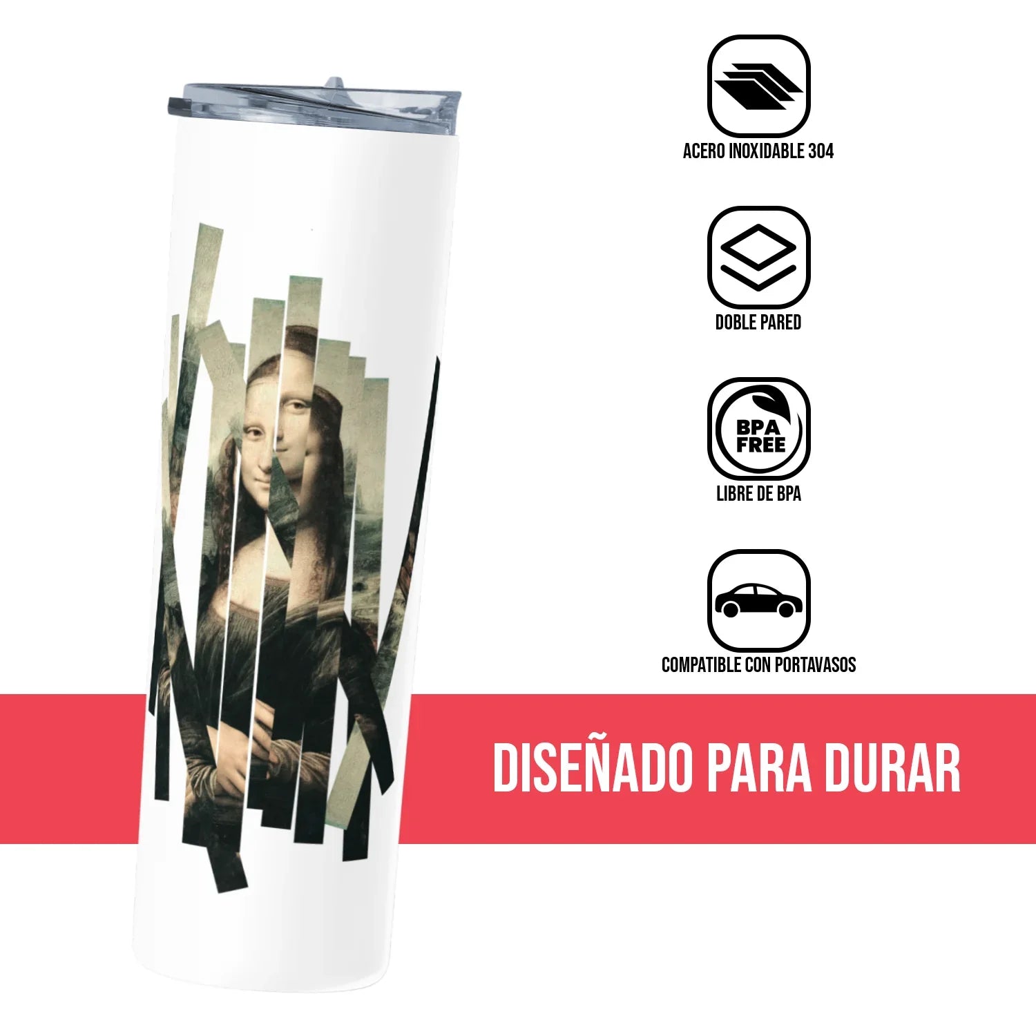 Termo Skinny Tumbler 20 oz de acero inoxidable - Monalisa