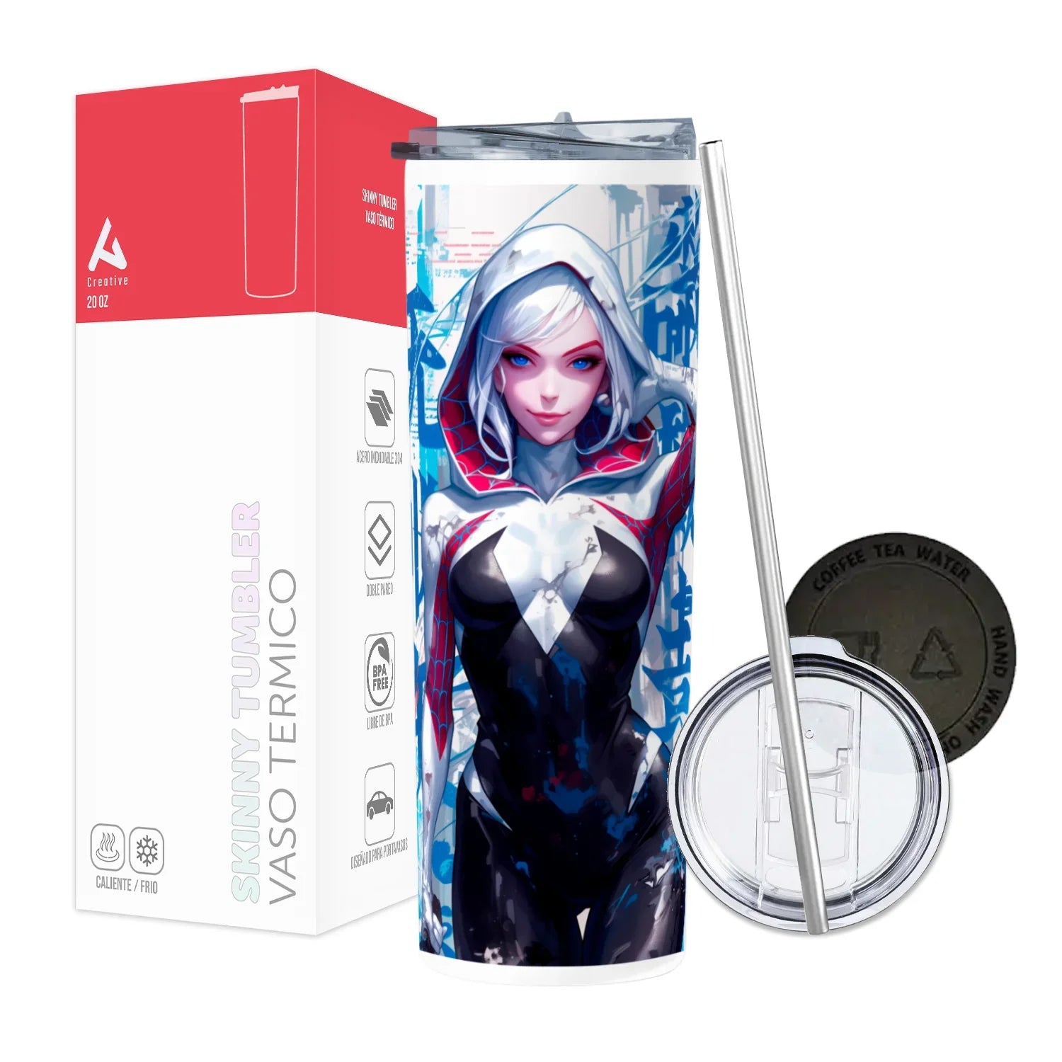 Termo Skinny Tumbler 20 oz de acero inoxidable - SpiderGwen
