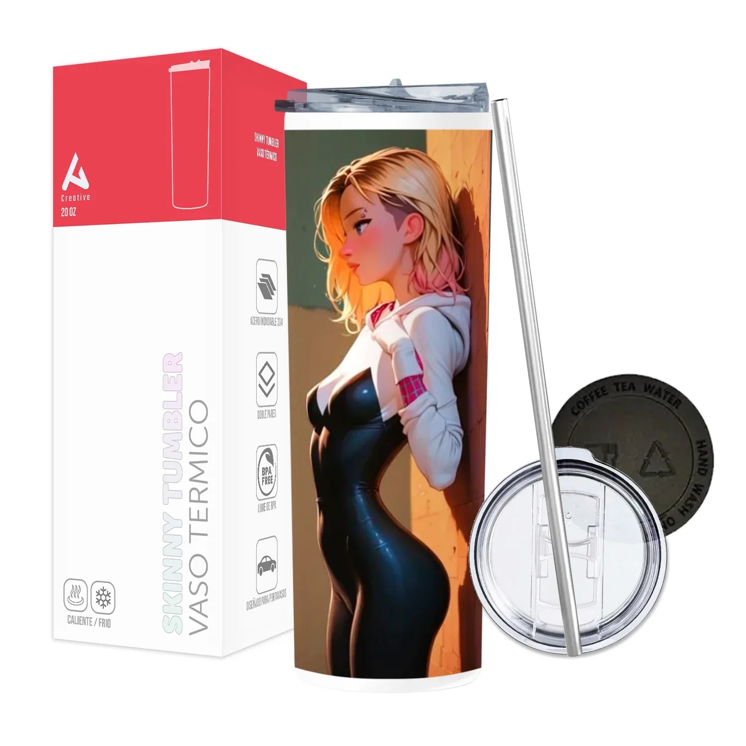 Termo Skinny Tumbler 20 oz de acero inoxidable - SpiderGwen 3