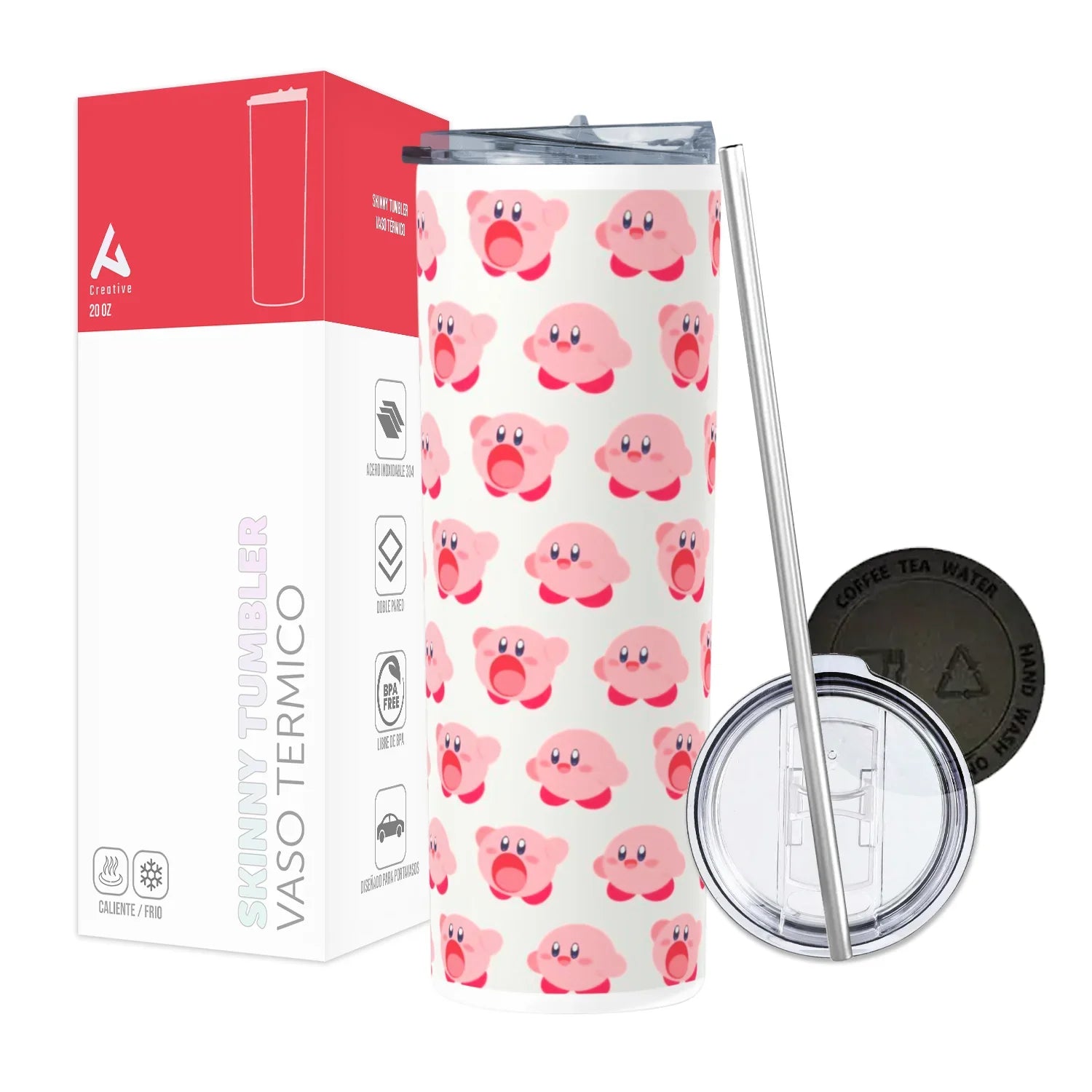 Termo Skinny Tumbler 20 oz de acero inoxidable - Kirby Pattern