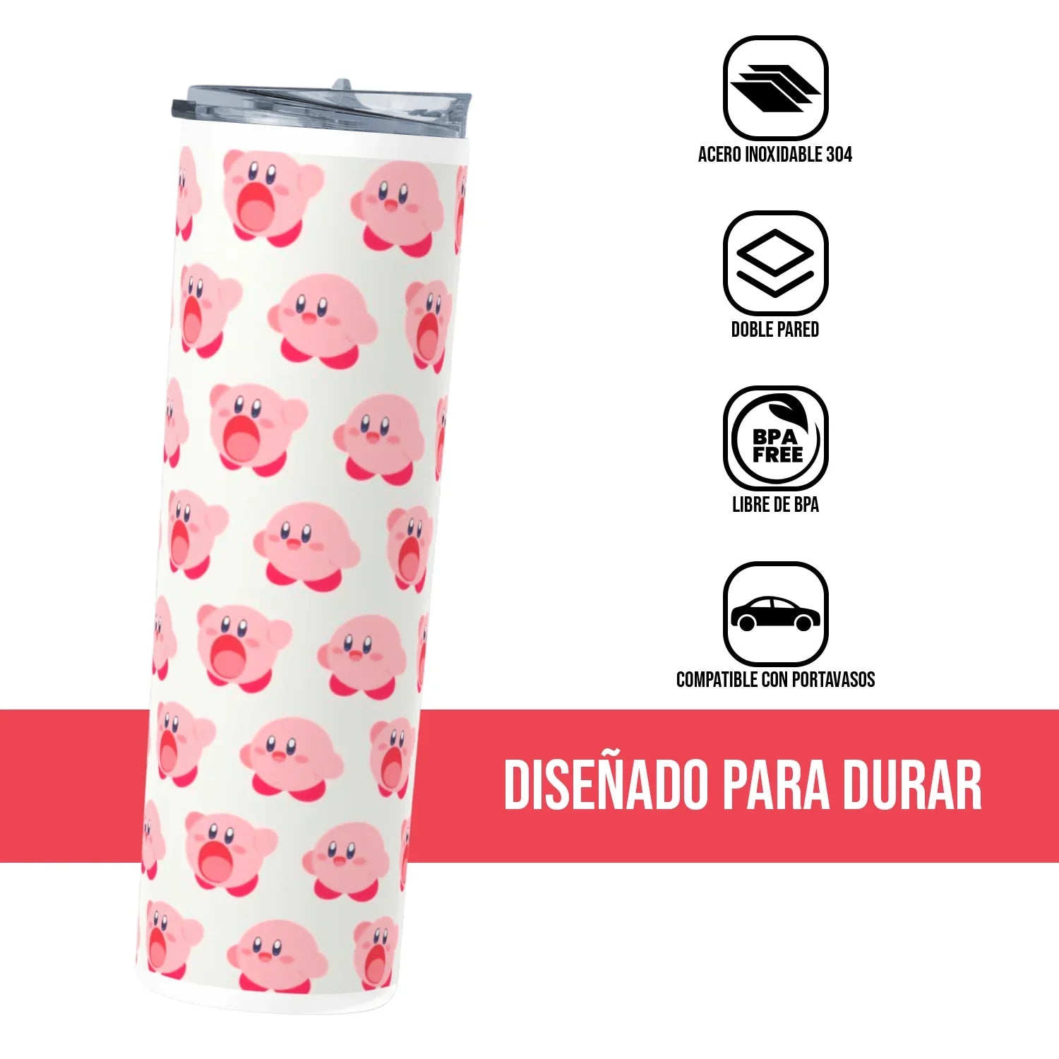 Termo Skinny Tumbler 20 oz de acero inoxidable - Kirby Pattern