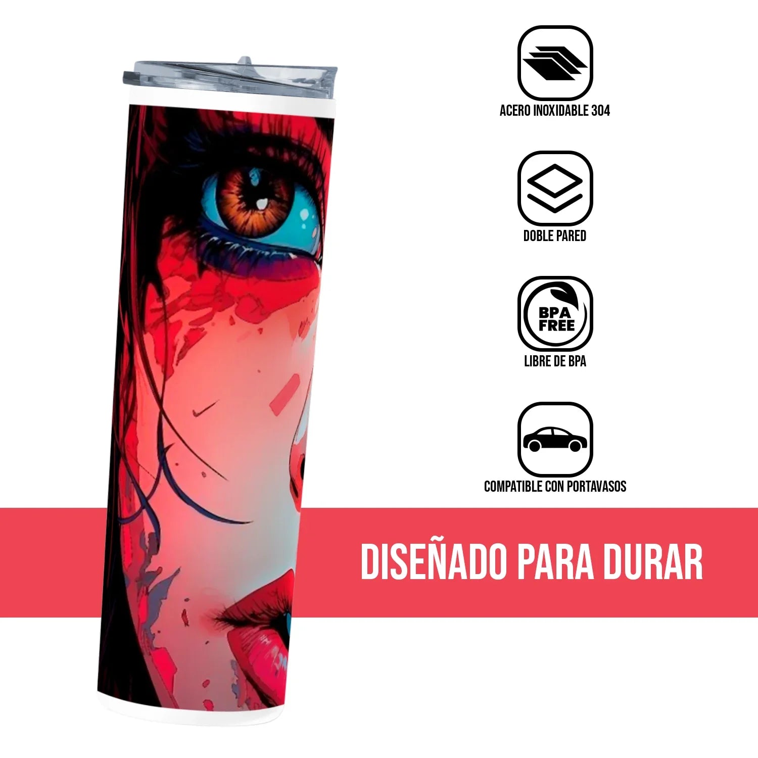 Termo Skinny Tumbler 20 oz de acero inoxidable - Mujer Expresion