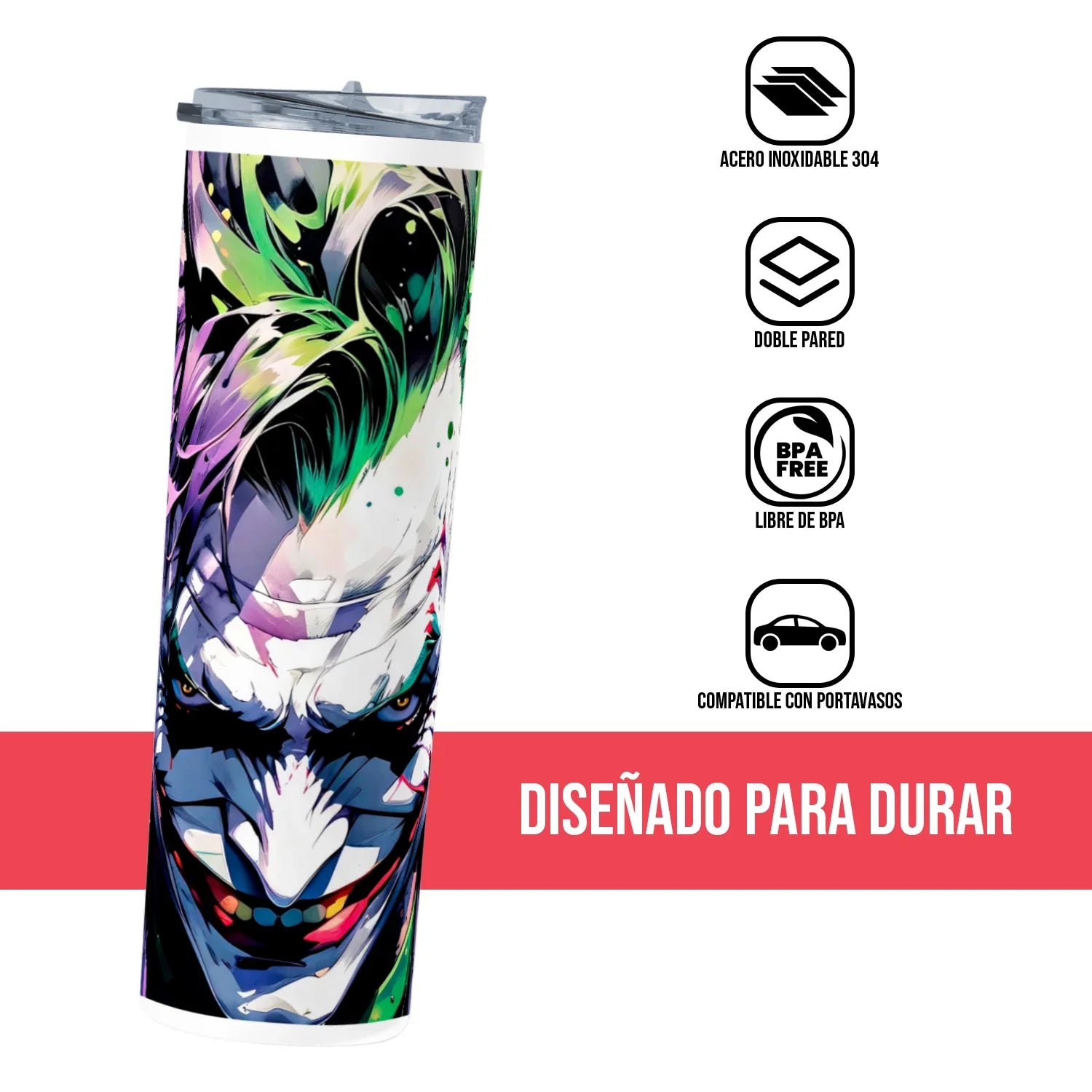 Termo Skinny Tumbler 20 oz de acero inoxidable - The Joker