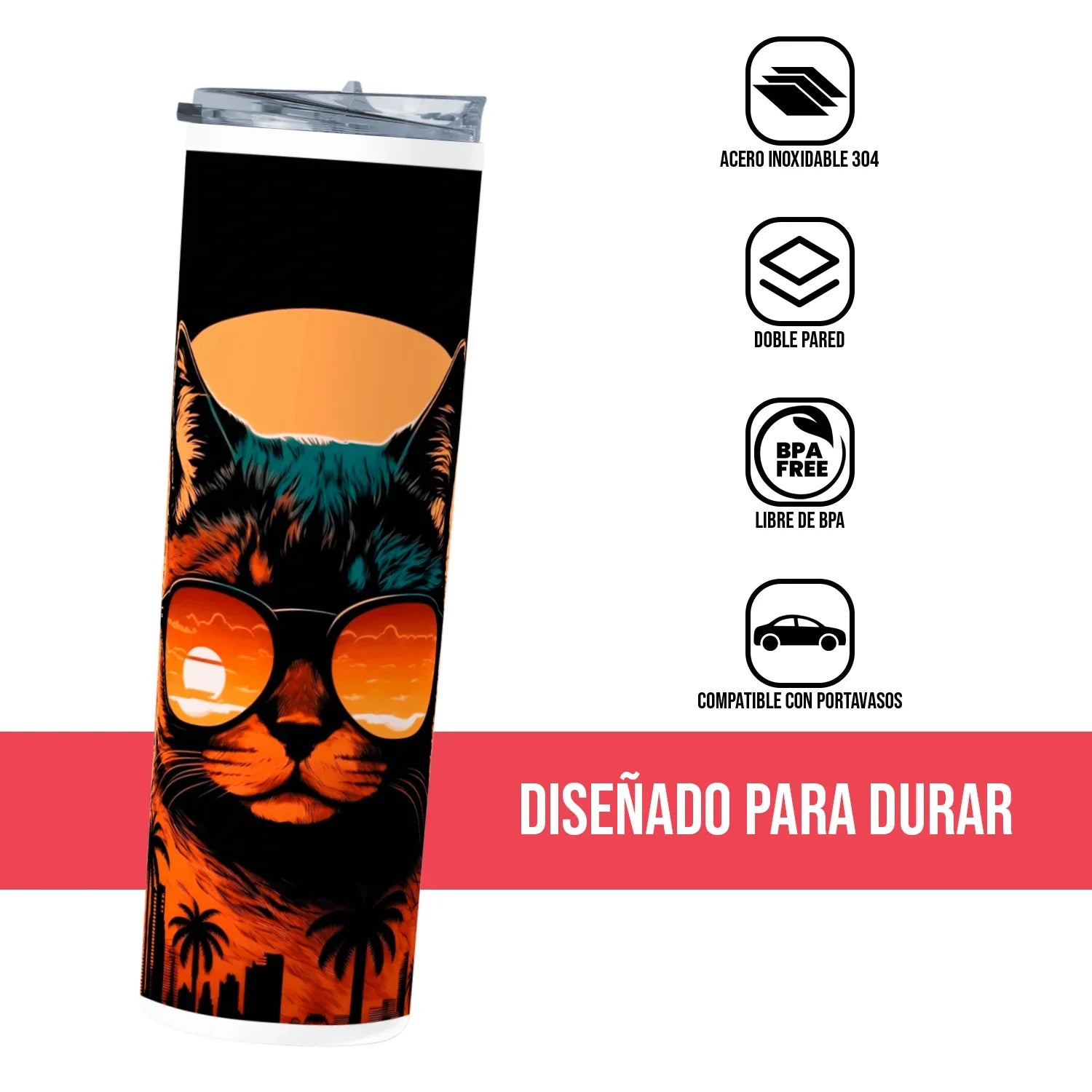 Termo Skinny Tumbler 20 oz de acero inoxidable - Michi Lentes de Sol