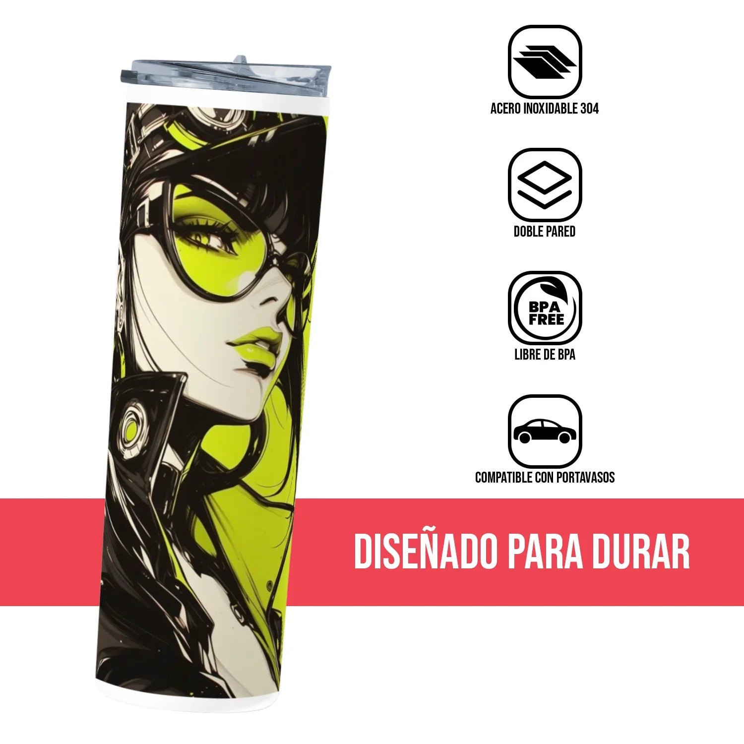 Termo Skinny Tumbler 20 oz de acero inoxidable - Chica Arte Moderno