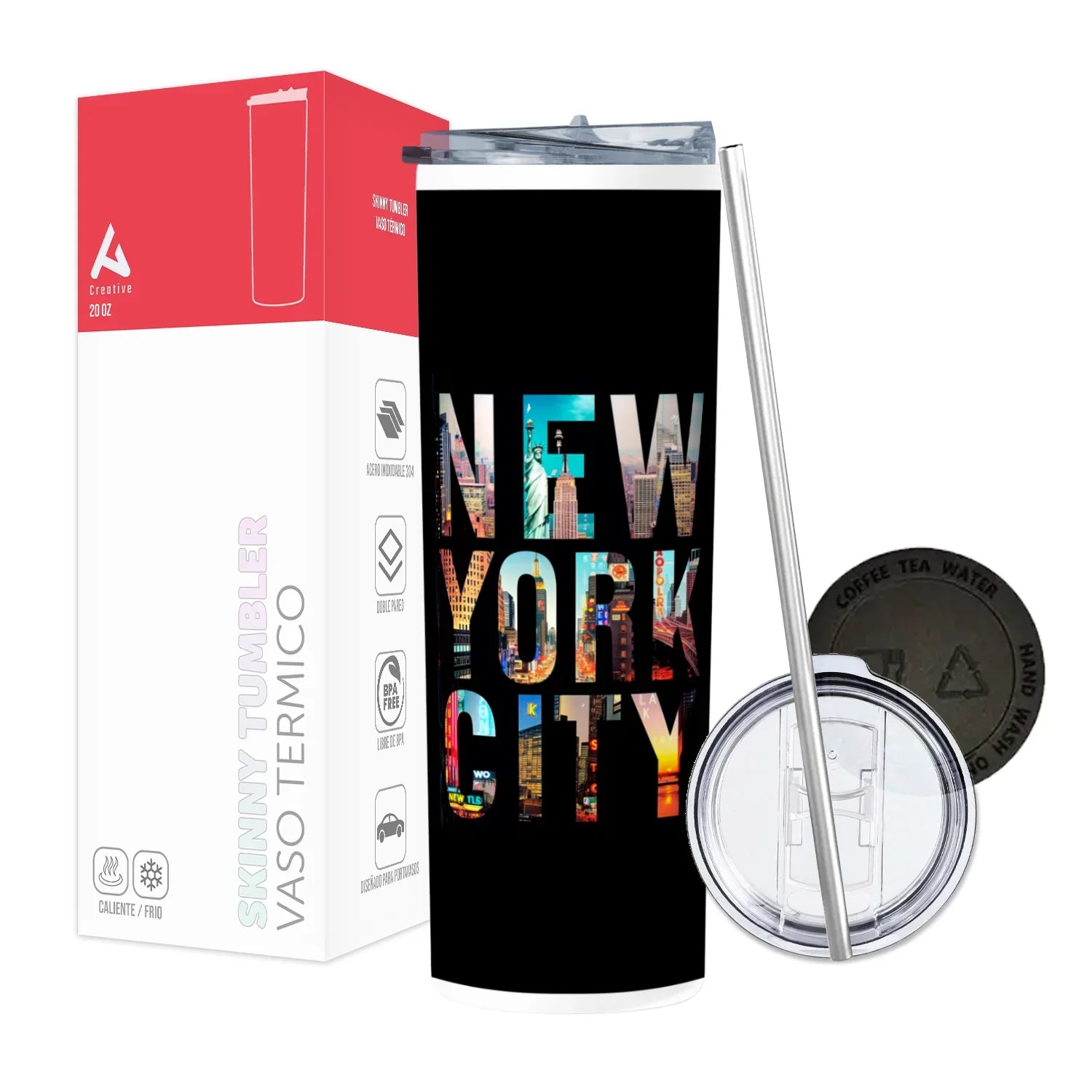 Termo Skinny Tumbler 20 oz de acero inoxidable - New York City