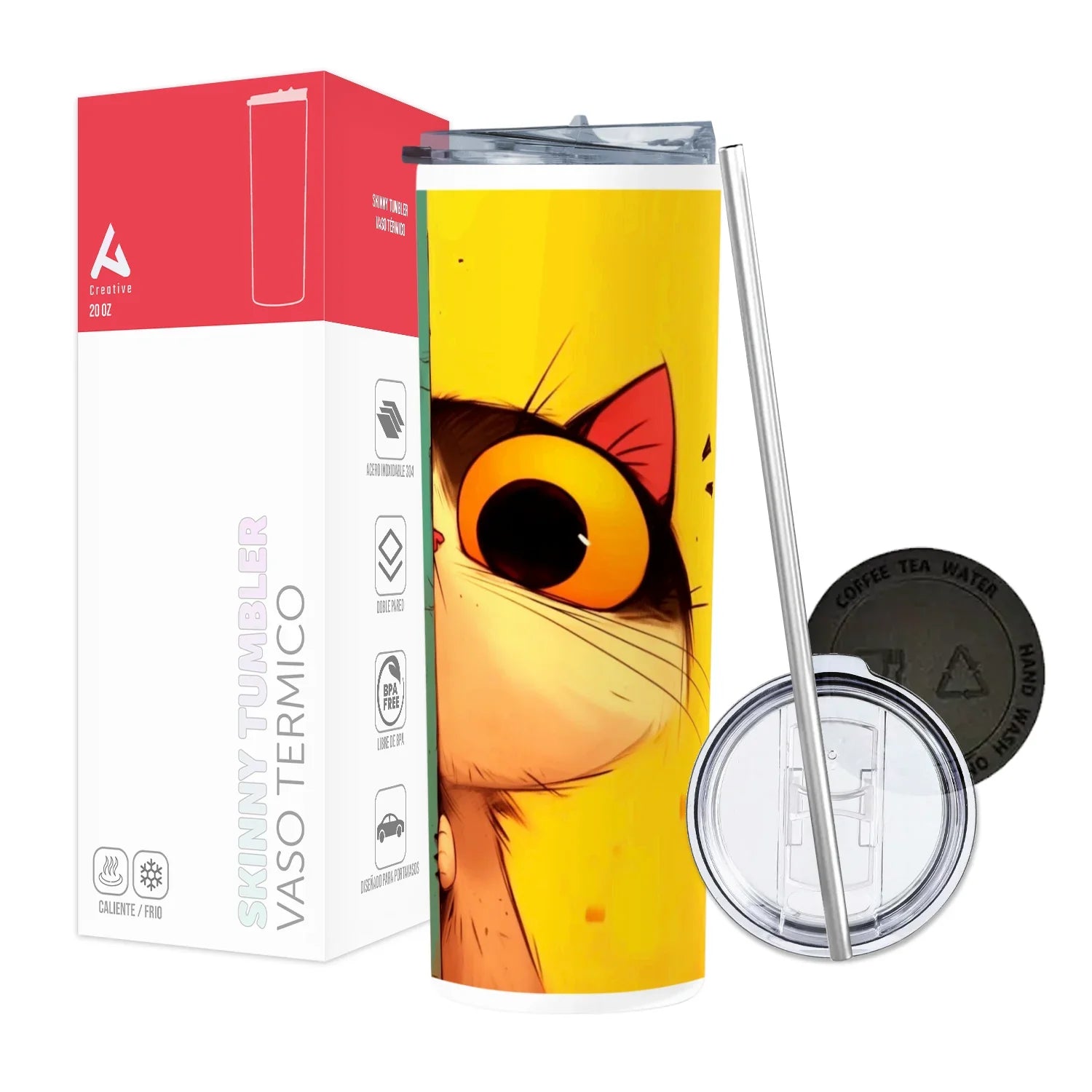 Termo Skinny Tumbler 20 oz de acero inoxidable - Michi Kawai