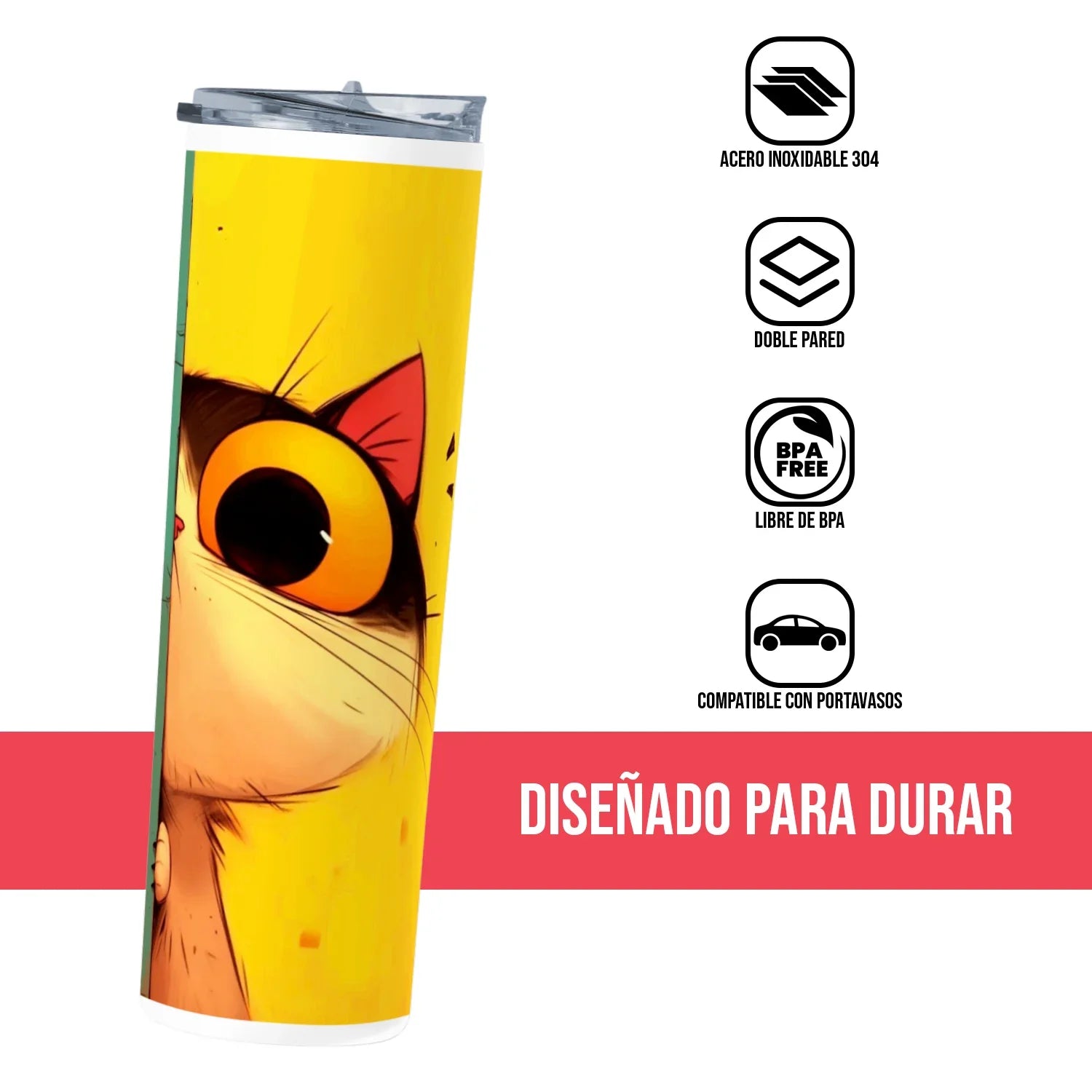 Termo Skinny Tumbler 20 oz de acero inoxidable - Michi Kawai