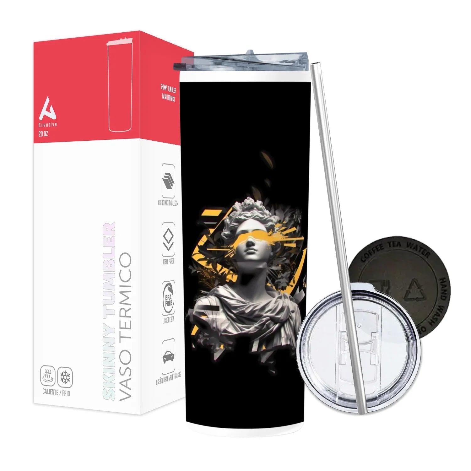 Termo Skinny Tumbler 20 oz de acero inoxidable - Estatua Arte Griego