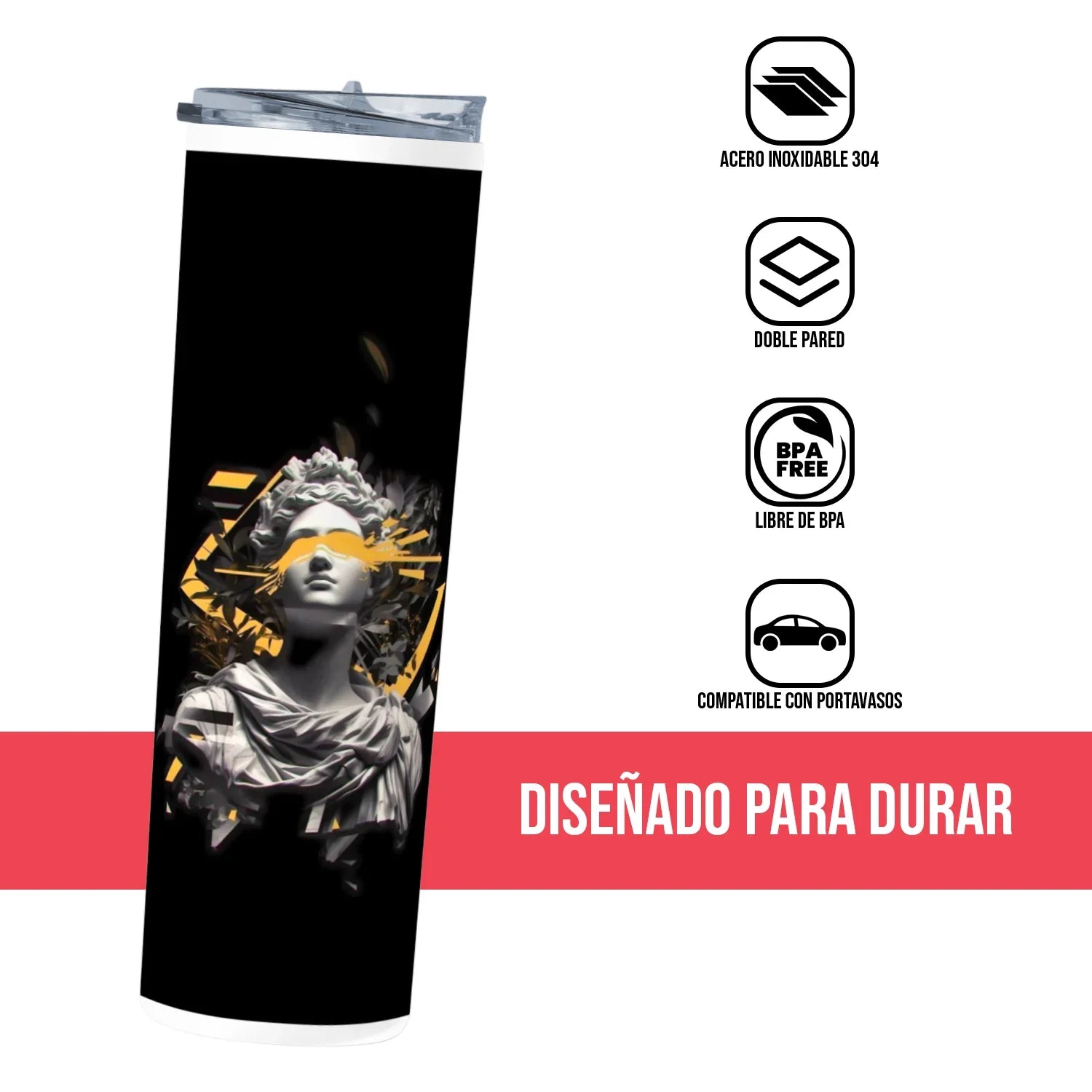 Termo Skinny Tumbler 20 oz de acero inoxidable - Estatua Arte Griego