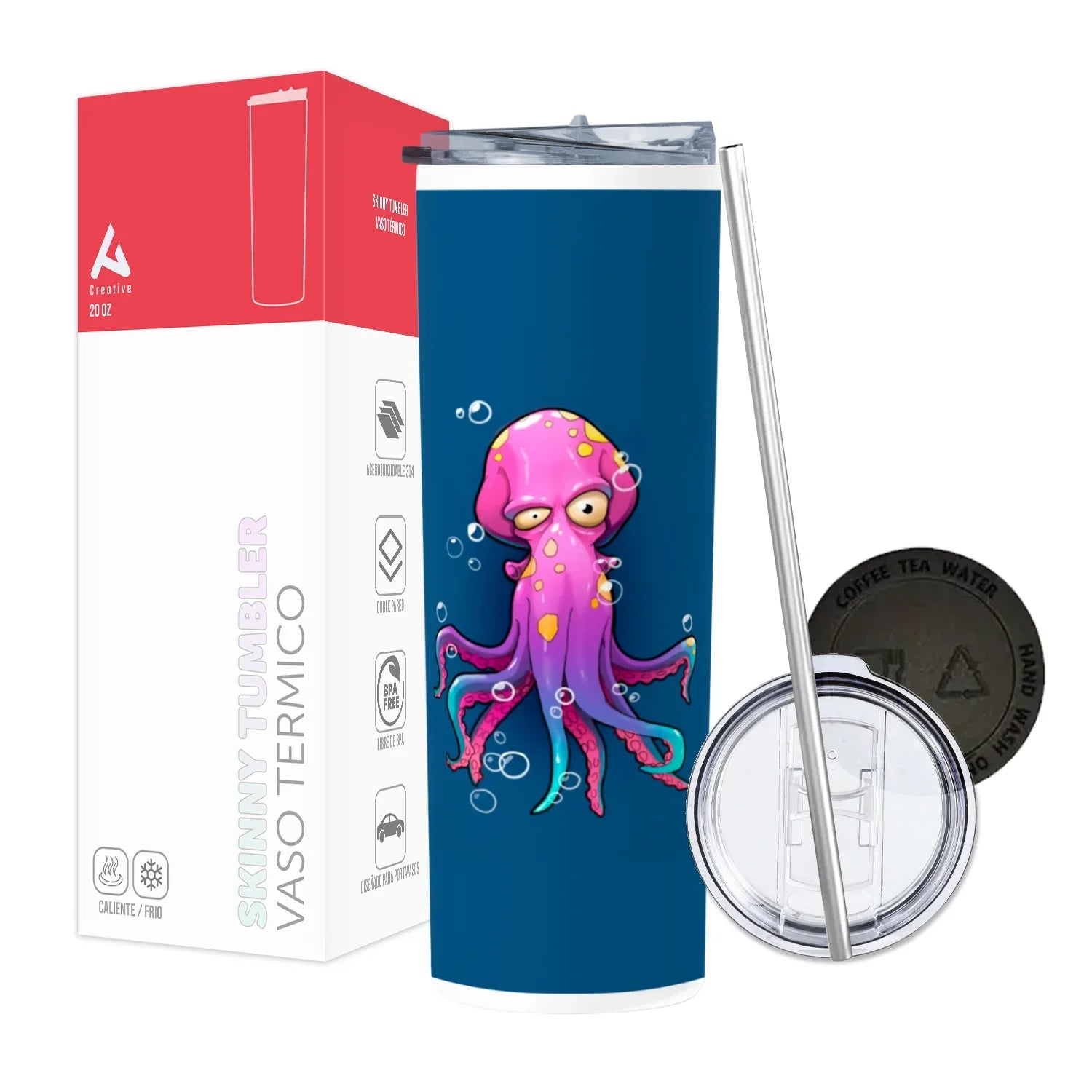 Termo Skinny Tumbler 20 oz de acero inoxidable - Mad Octopus