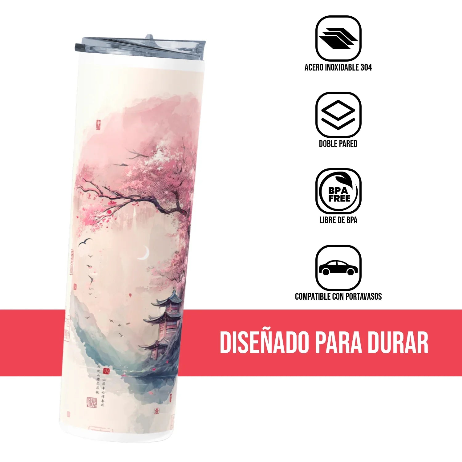 Termo Skinny Tumbler 20 oz de acero inoxidable - Paisaje Japones