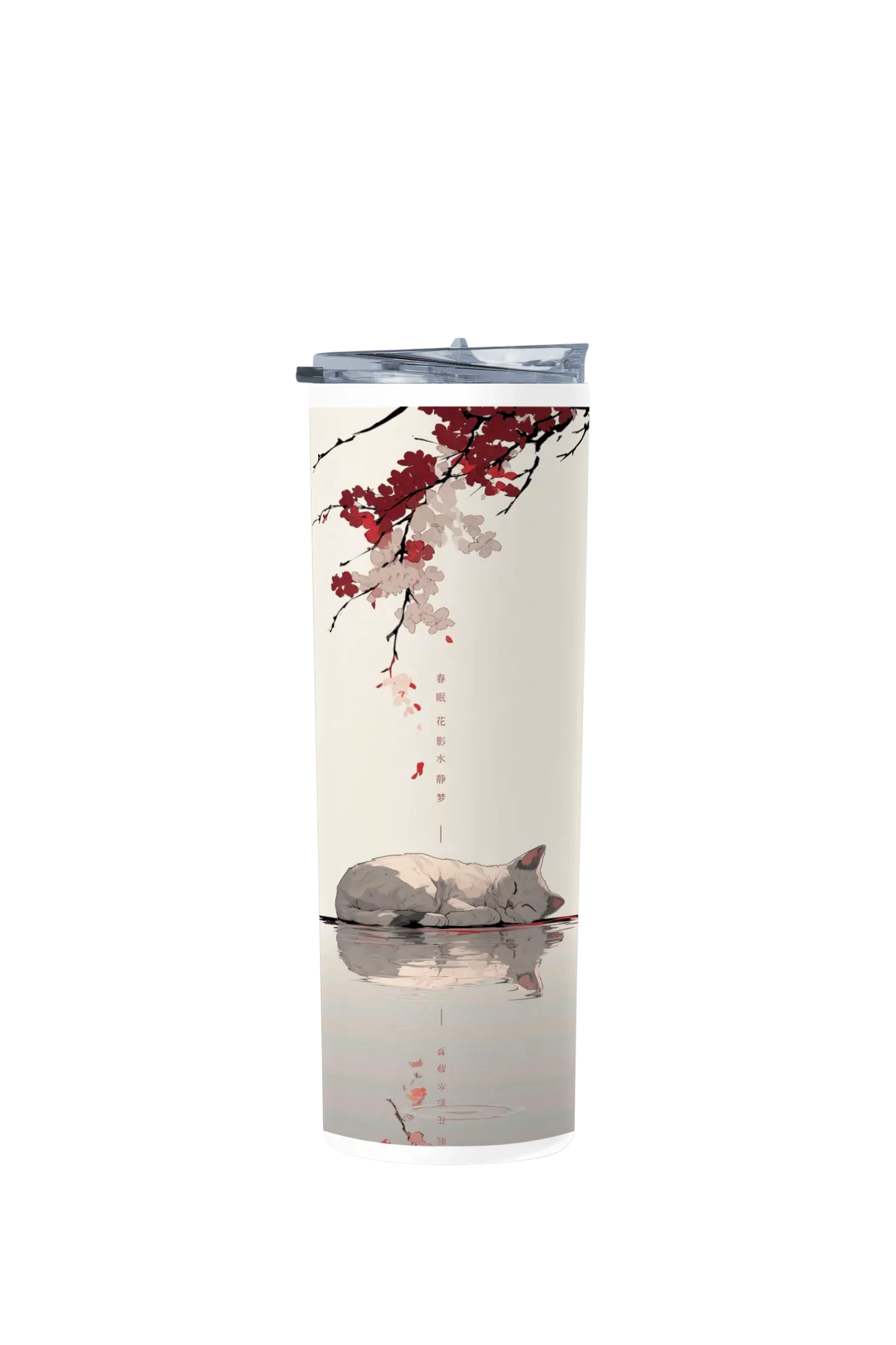 Termo Skinny Tumbler 20 oz de acero inoxidable - Gatito Paisaje Japones