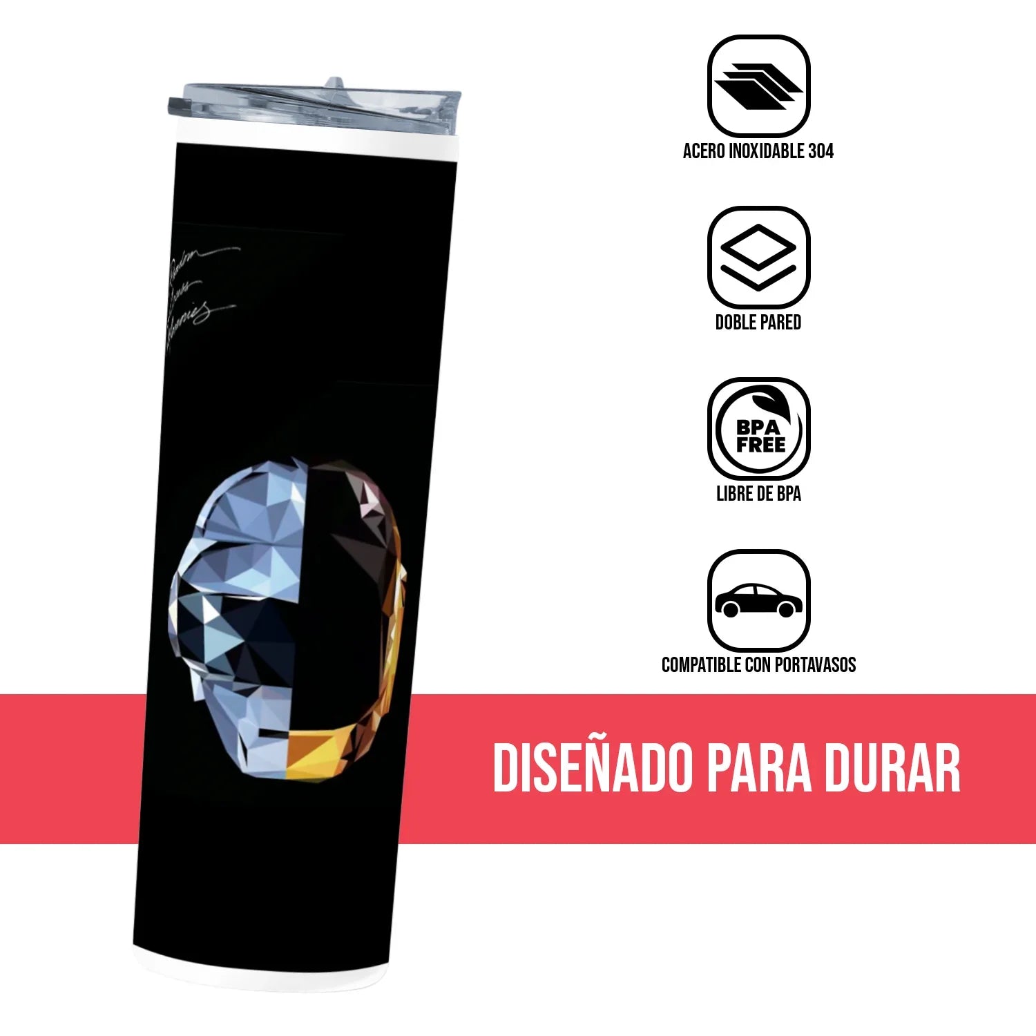 Termo Skinny Tumbler 20 oz de acero inoxidable - Daft Punk
