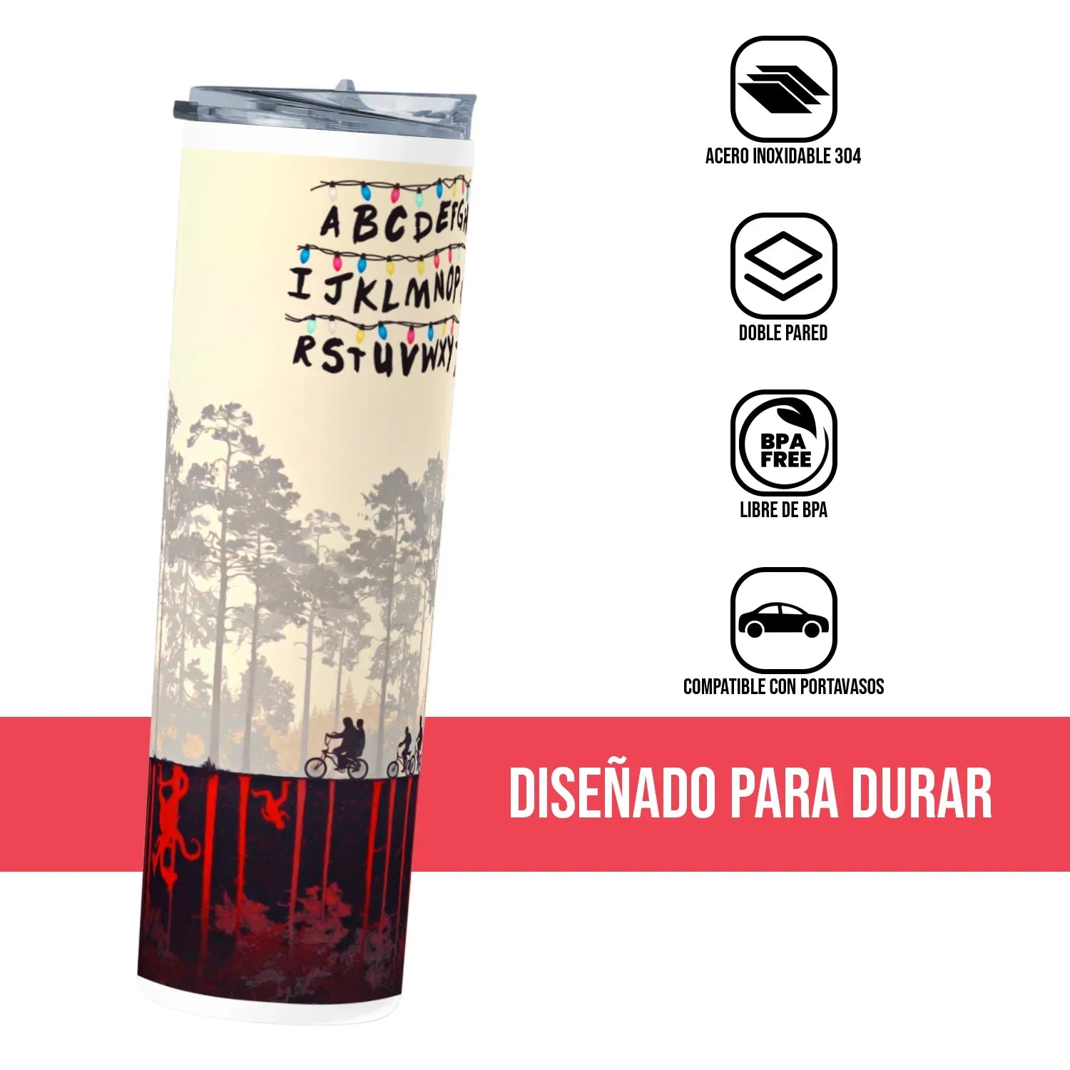 Termo Skinny Tumbler 20 oz de acero inoxidable - Stranger Things