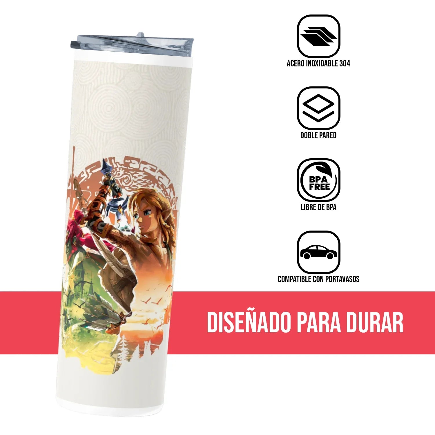 Termo Skinny Tumbler 20 oz de acero inoxidable - Zelda World
