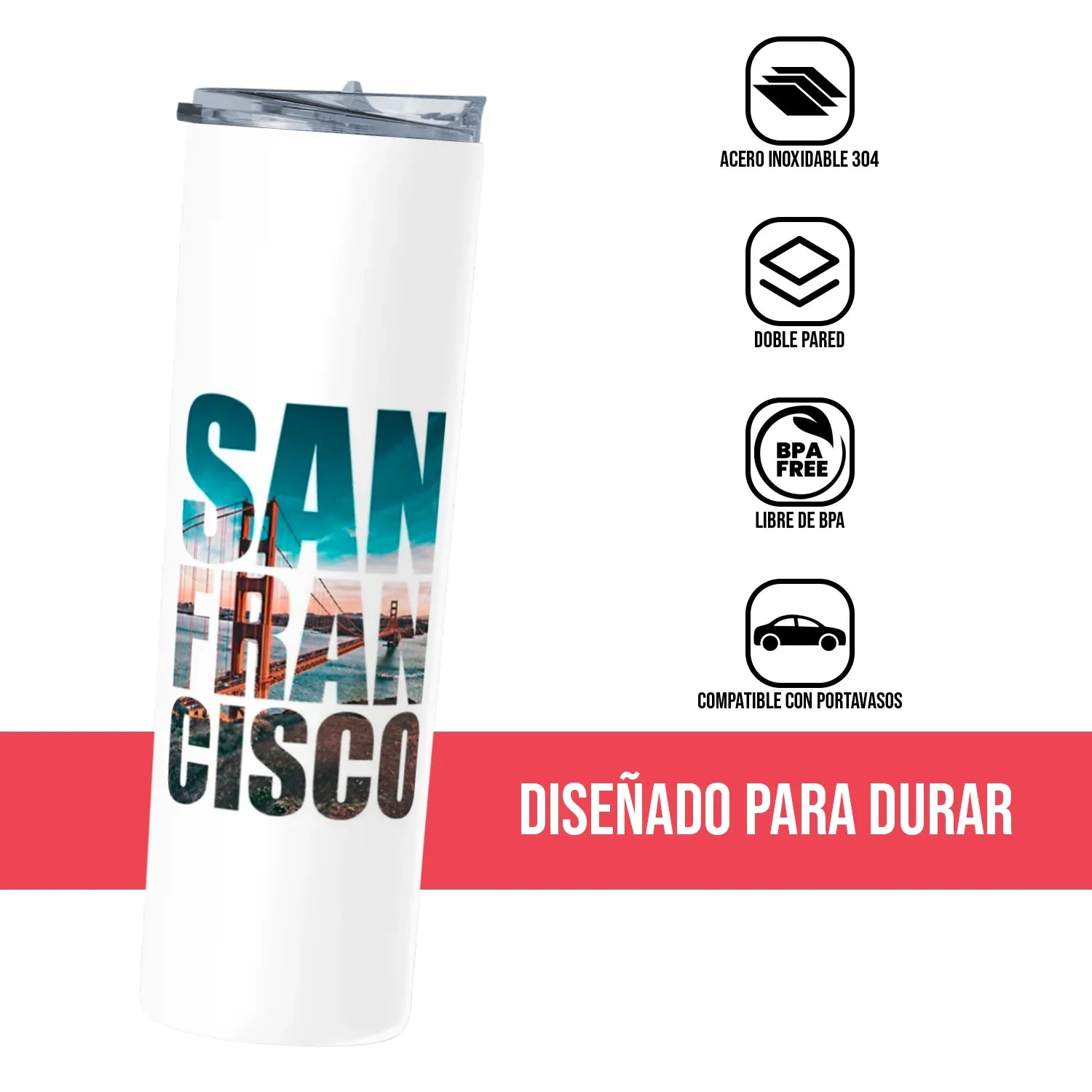 Termo Skinny Tumbler 20 oz de acero inoxidable - San Francisco