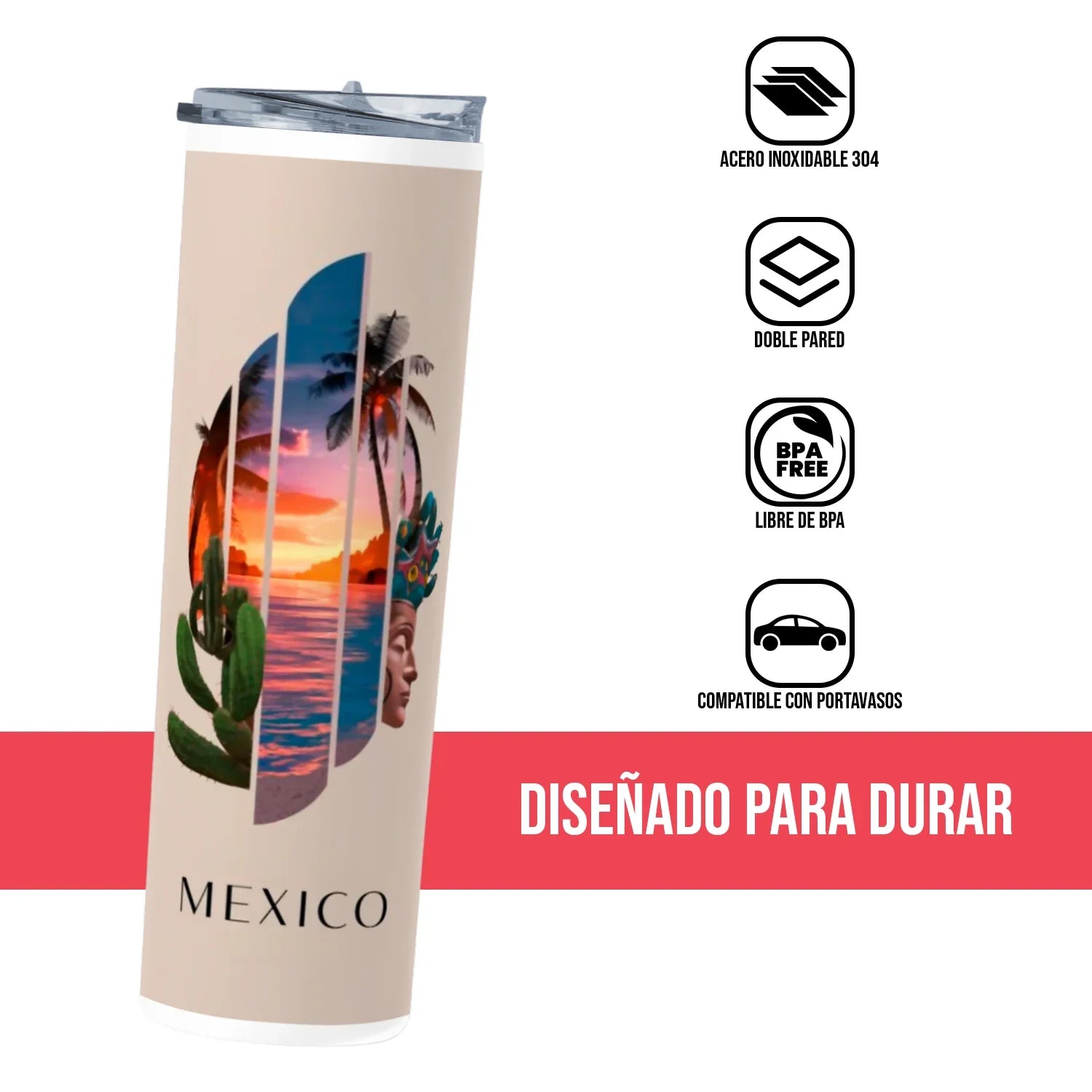 Termo Skinny Tumbler 20 oz de acero inoxidable - Mexico