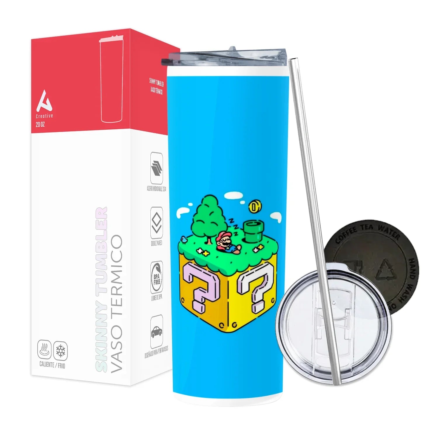 Termo Skinny Tumbler 20 oz de acero inoxidable - Mario Descansando