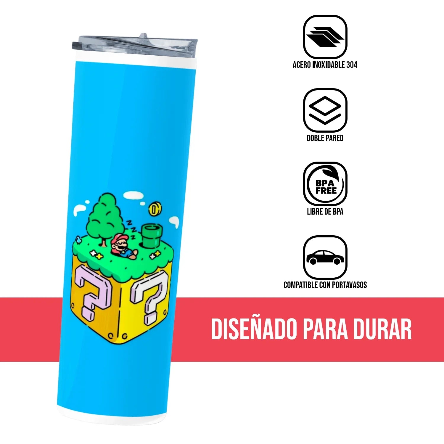 Termo Skinny Tumbler 20 oz de acero inoxidable - Mario Descansando