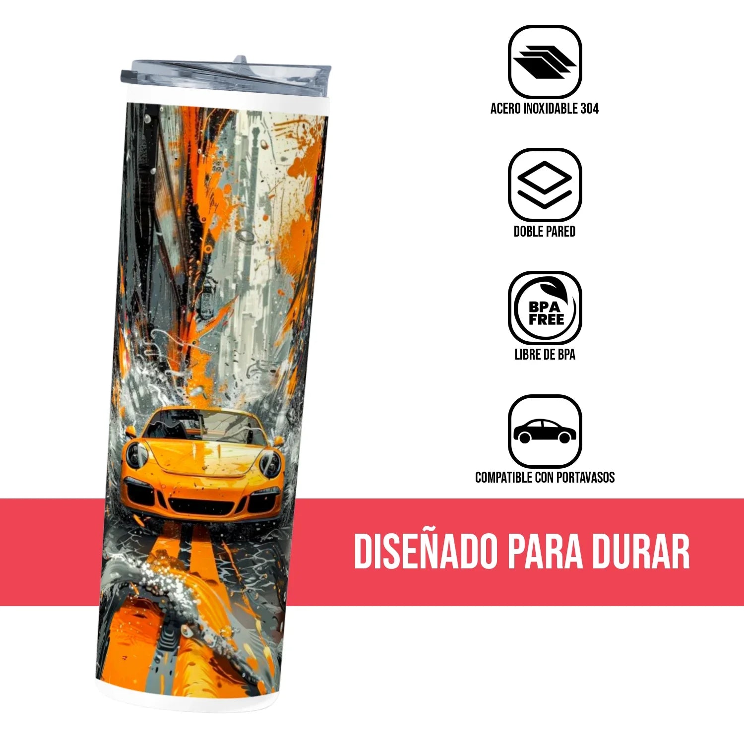 Termo Skinny Tumbler 20 oz de acero inoxidable - Porsche