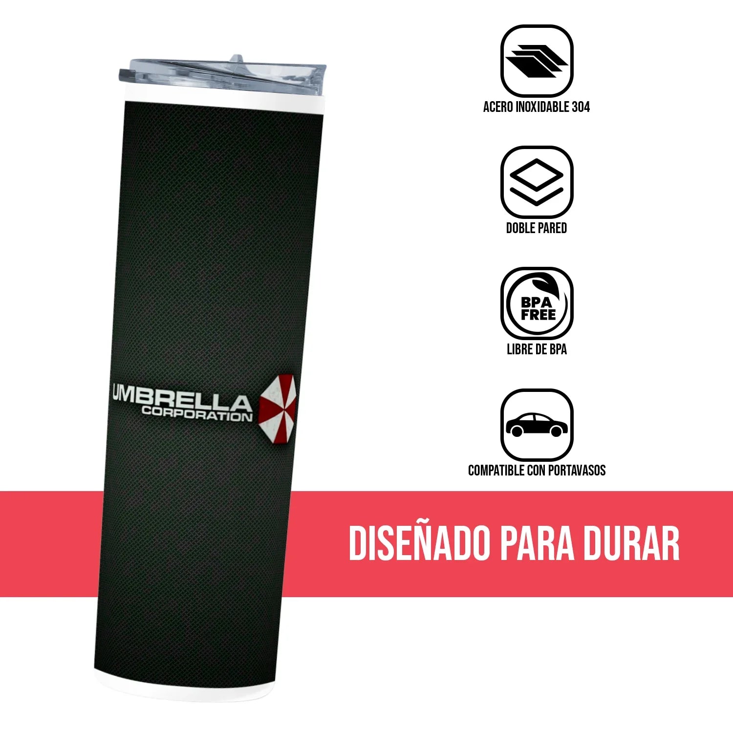 Termo Skinny Tumbler 20 oz de acero inoxidable - Umbrella Corporation