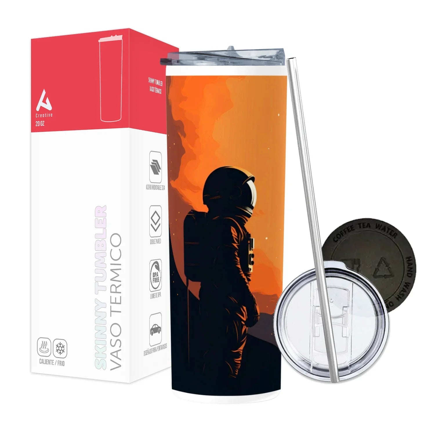 Termo Skinny Tumbler 20 oz de acero inoxidable - Astronauta Luna