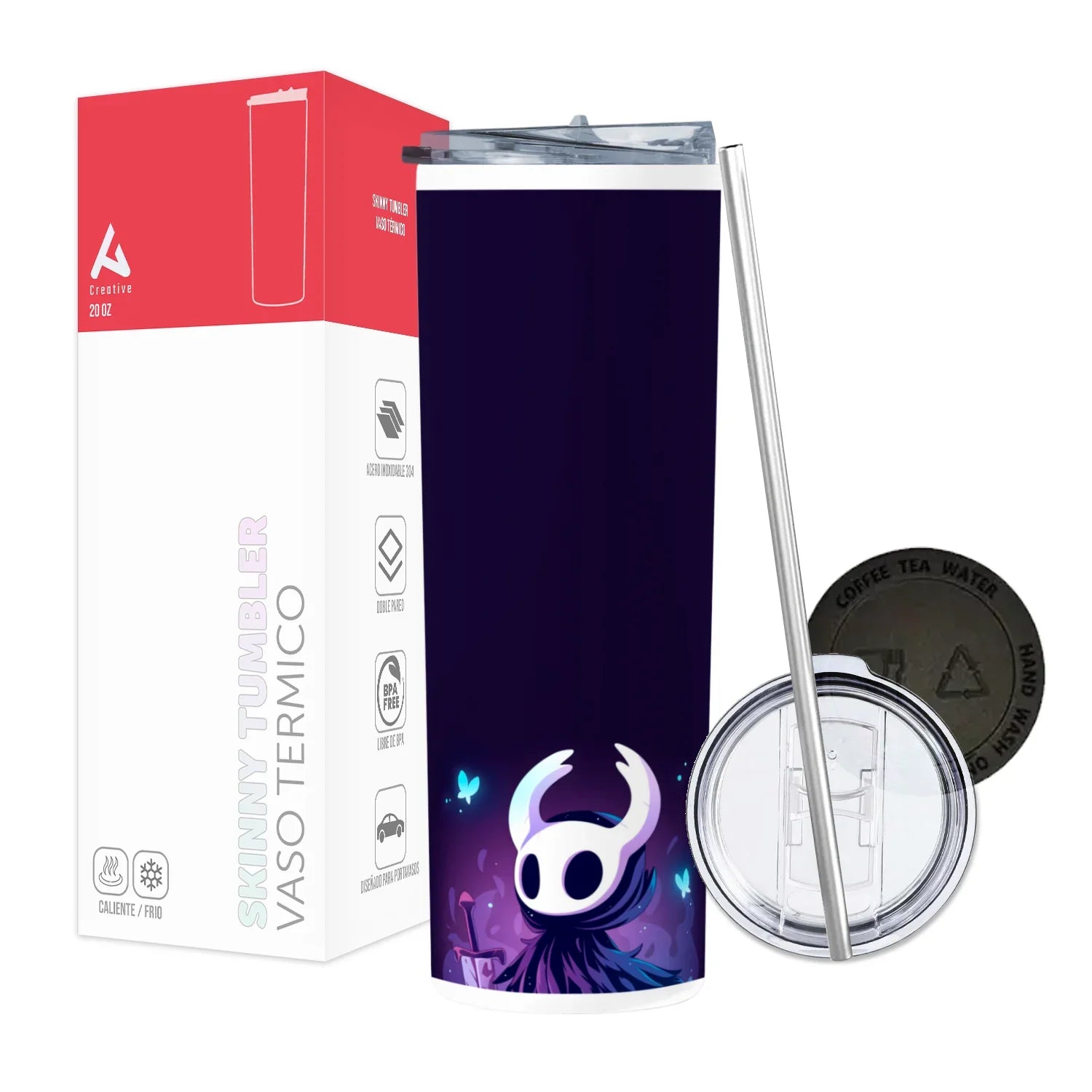 Termo Skinny Tumbler 20 oz de acero inoxidable - Hollow Knight