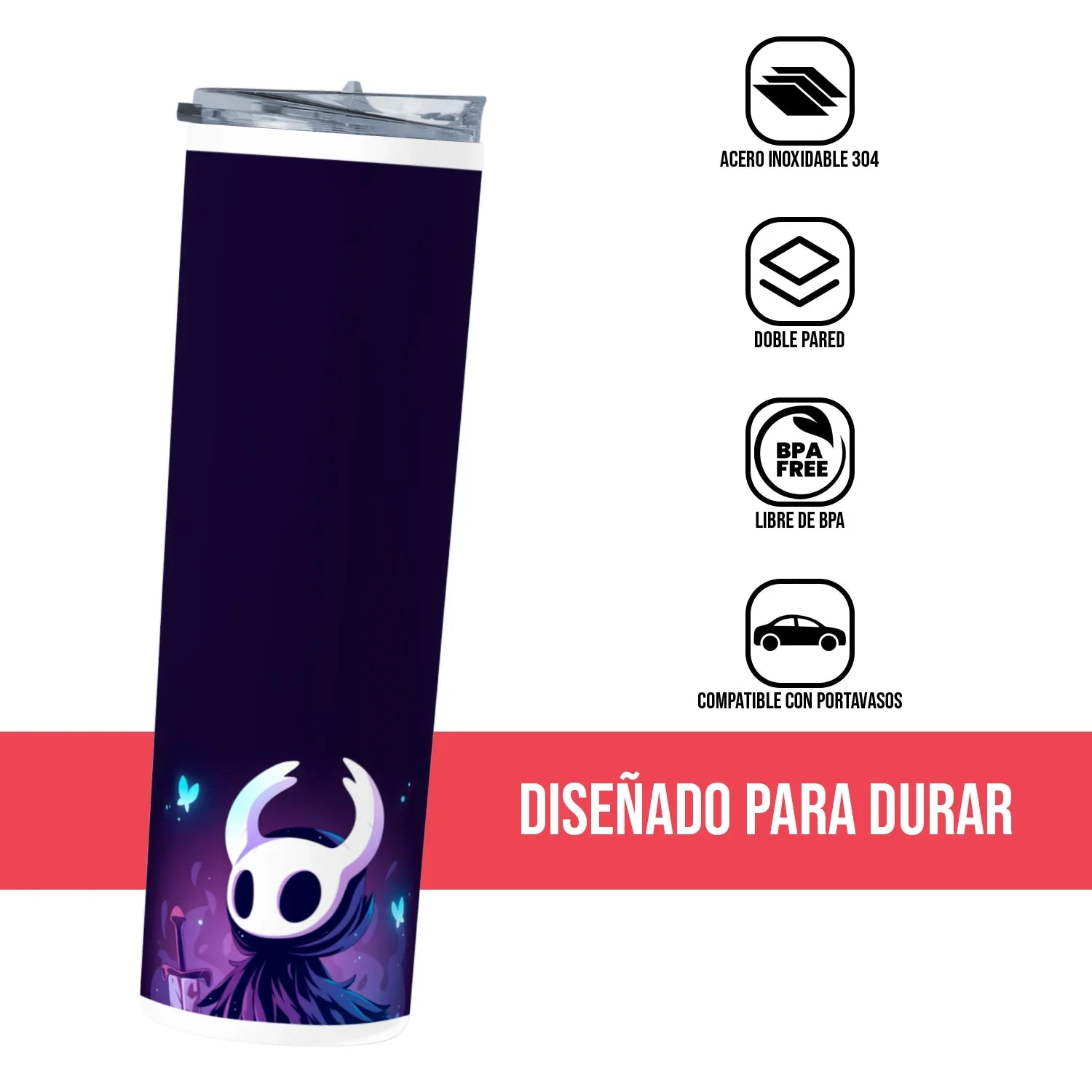 Termo Skinny Tumbler 20 oz de acero inoxidable - Hollow Knight