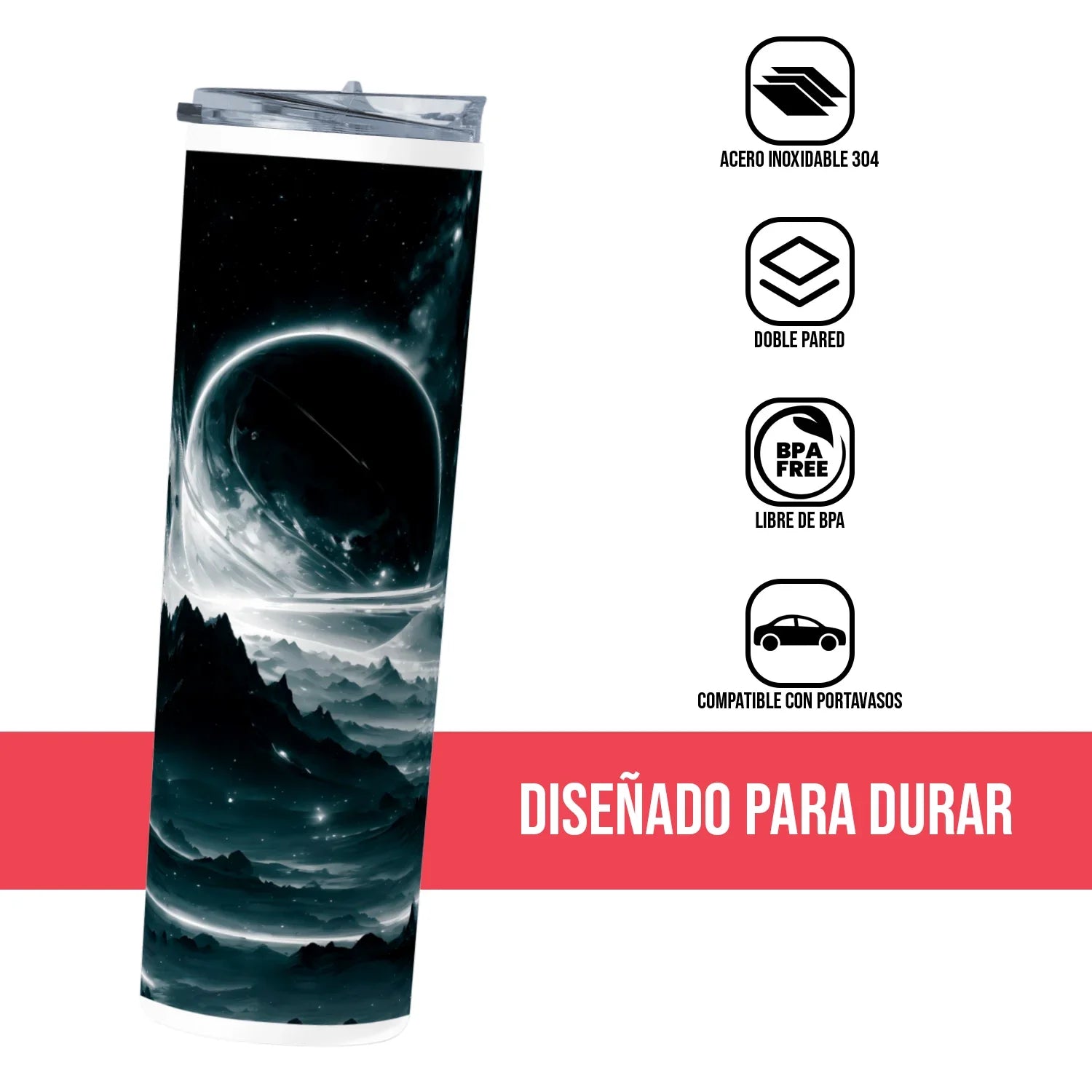 Termo Skinny Tumbler 20 oz de acero inoxidable - Luna Paisaje