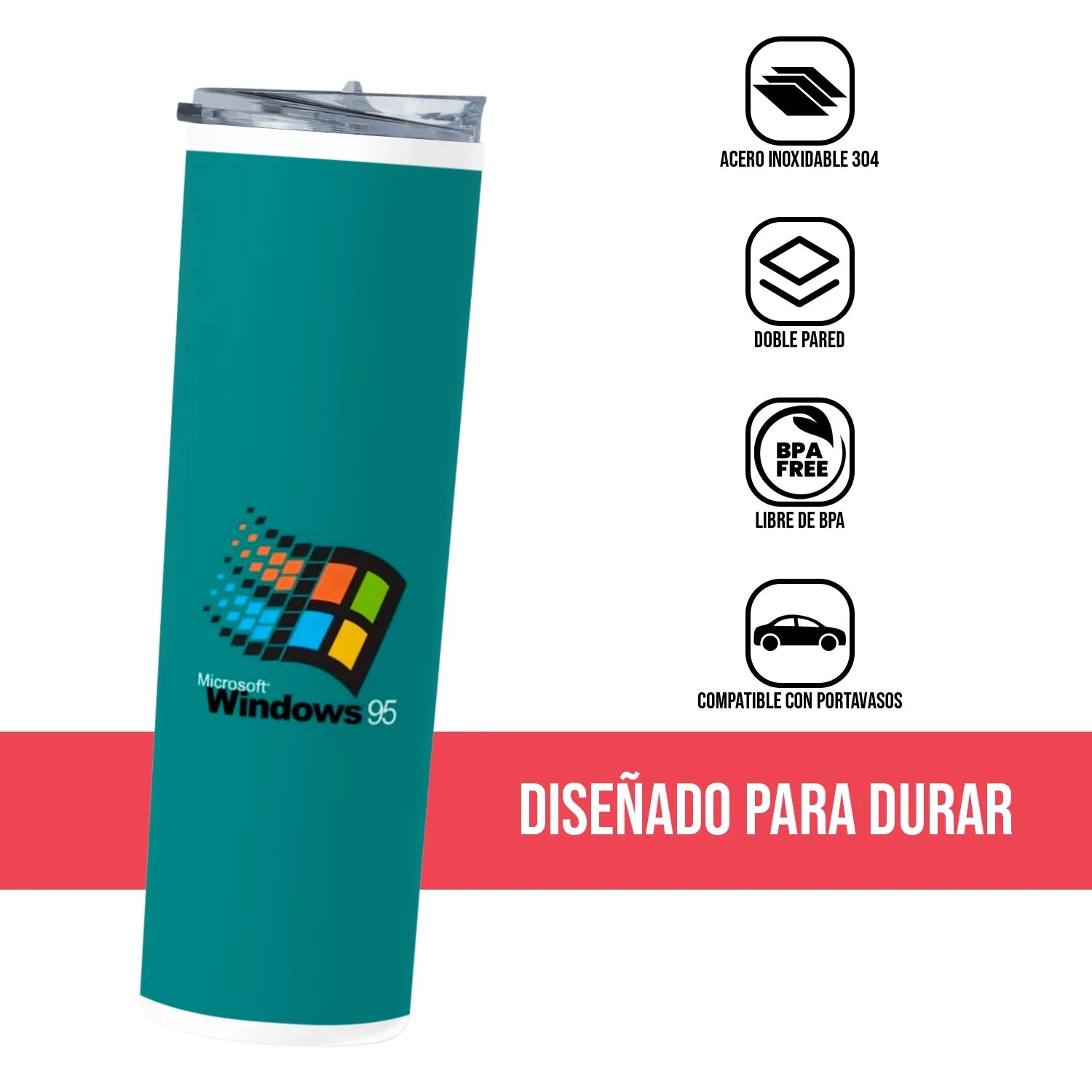 Termo Skinny Tumbler 20 oz de acero inoxidable - Windows 95