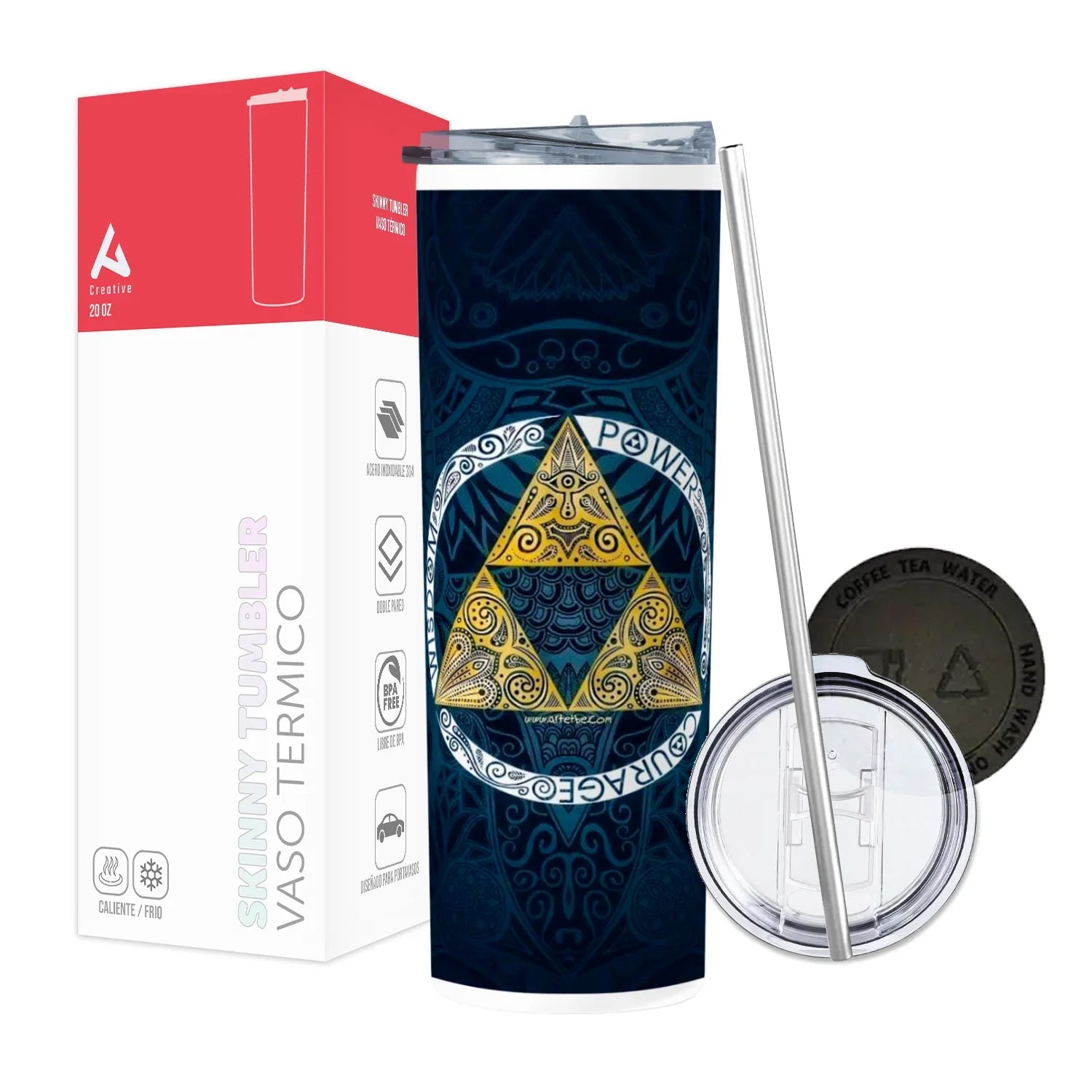Termo Skinny Tumbler 20 oz de acero inoxidable - Trifuerza