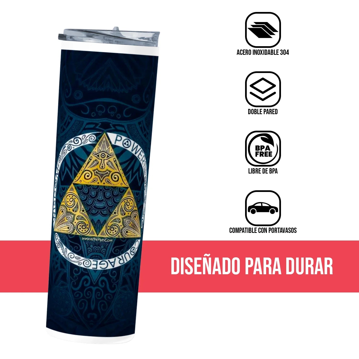 Termo Skinny Tumbler 20 oz de acero inoxidable - Trifuerza